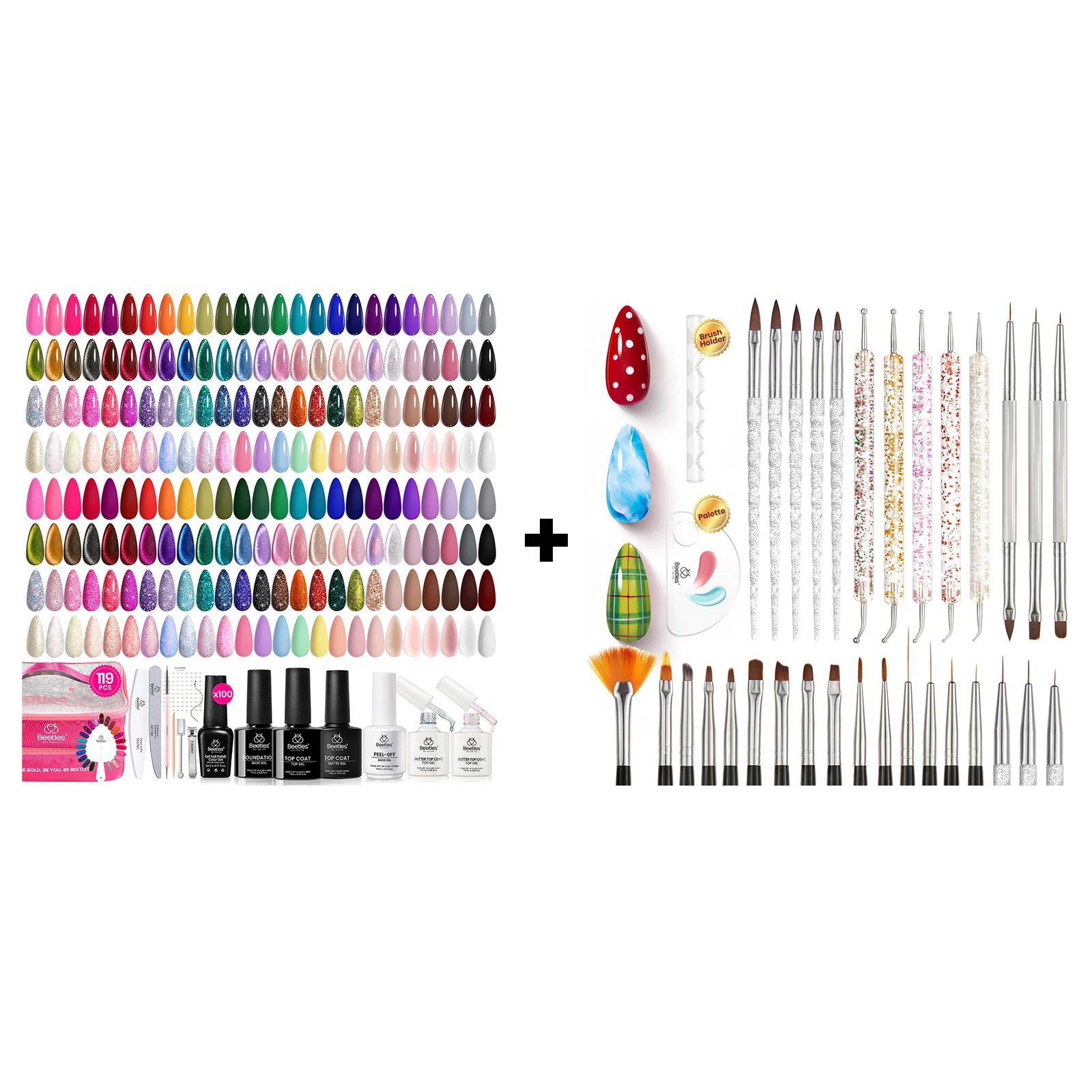 119pcs Nail Nook 100 Colors Summer Nails And 31pcs Nail Art Brush All-in-One Kit