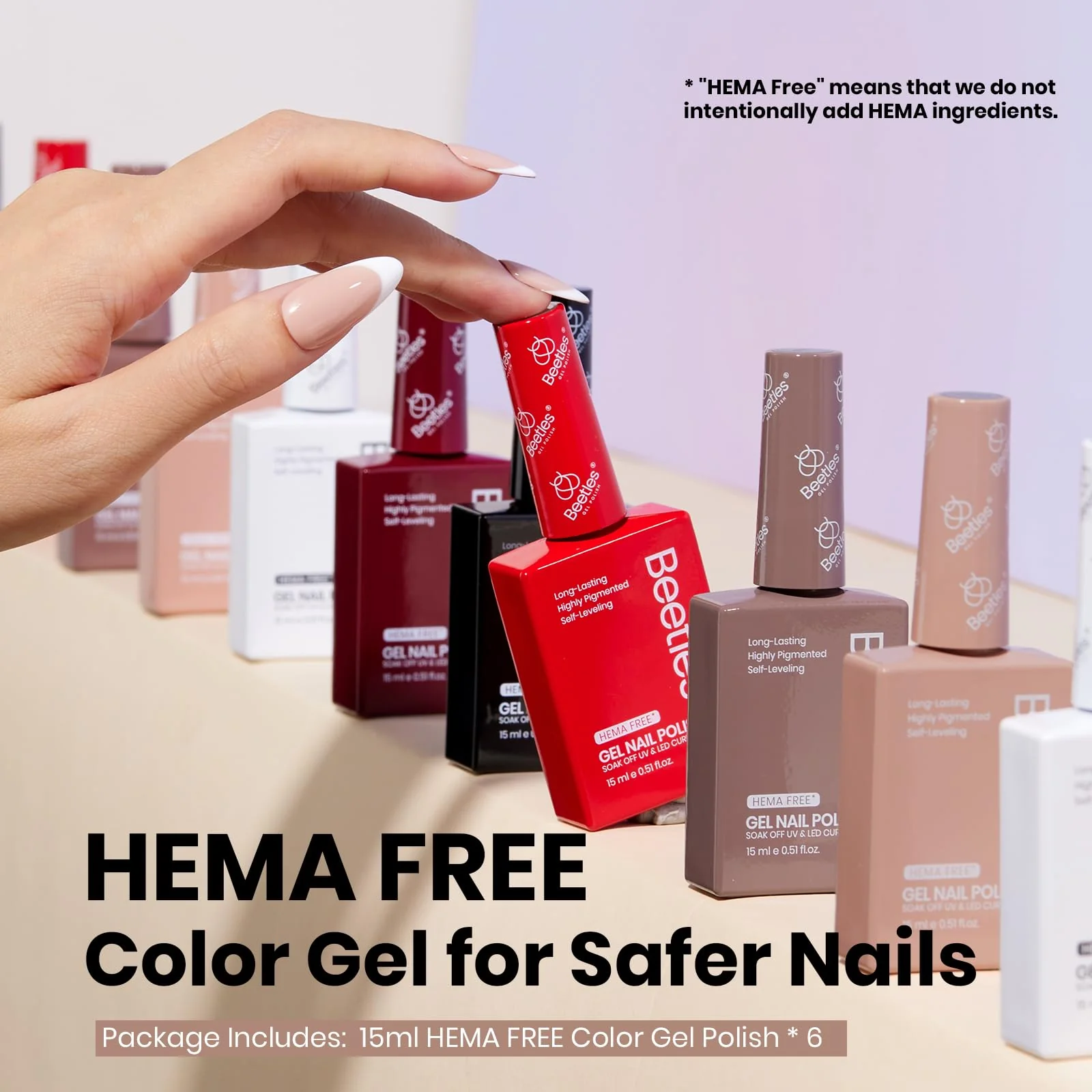 Hema Free Soft Classics Nails - Colorful Bottle 6 Color Each 15ml Gel Polish - Image 2