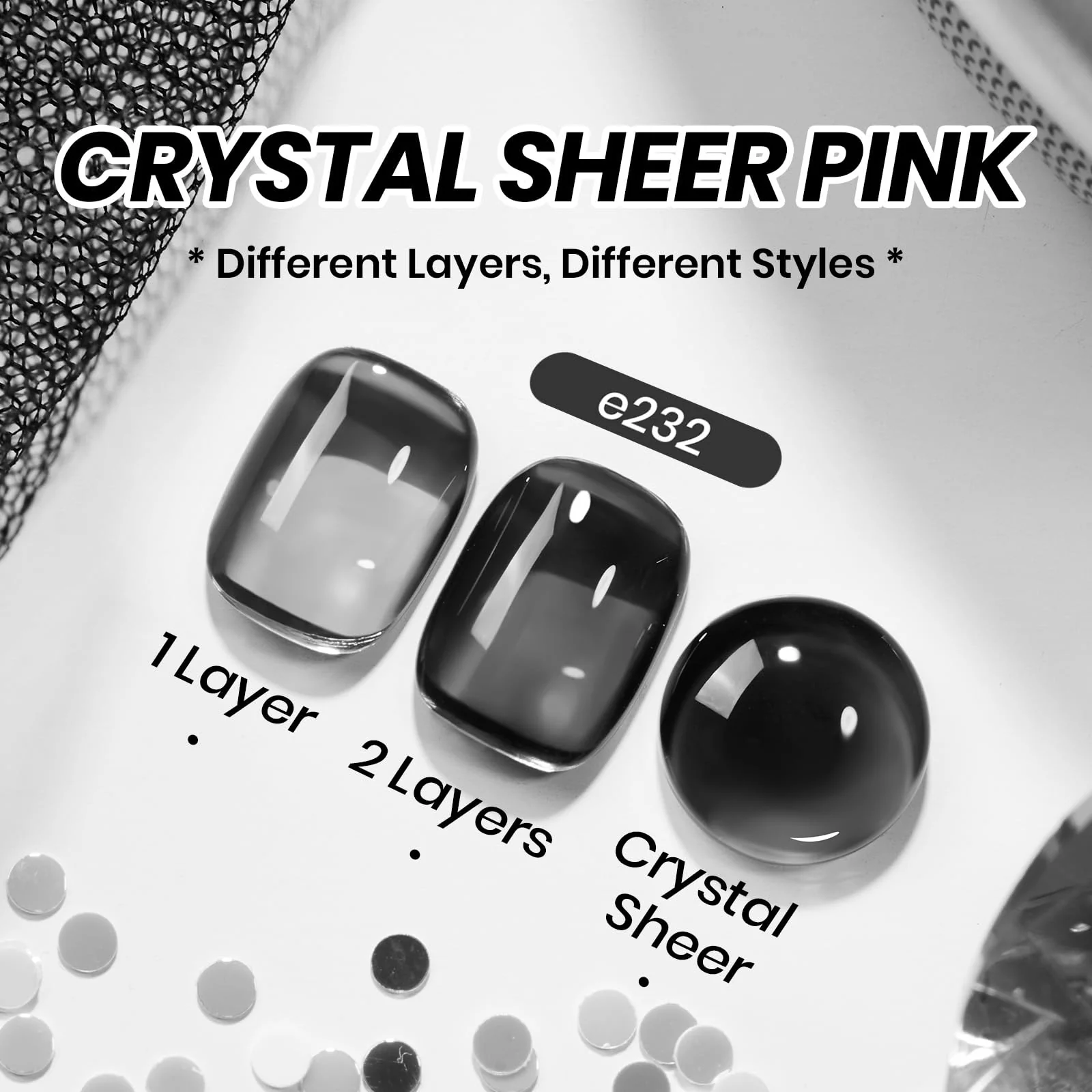 15ML Black Crystal Nails Jelly Sheer Gel Nail Polish - Image 5