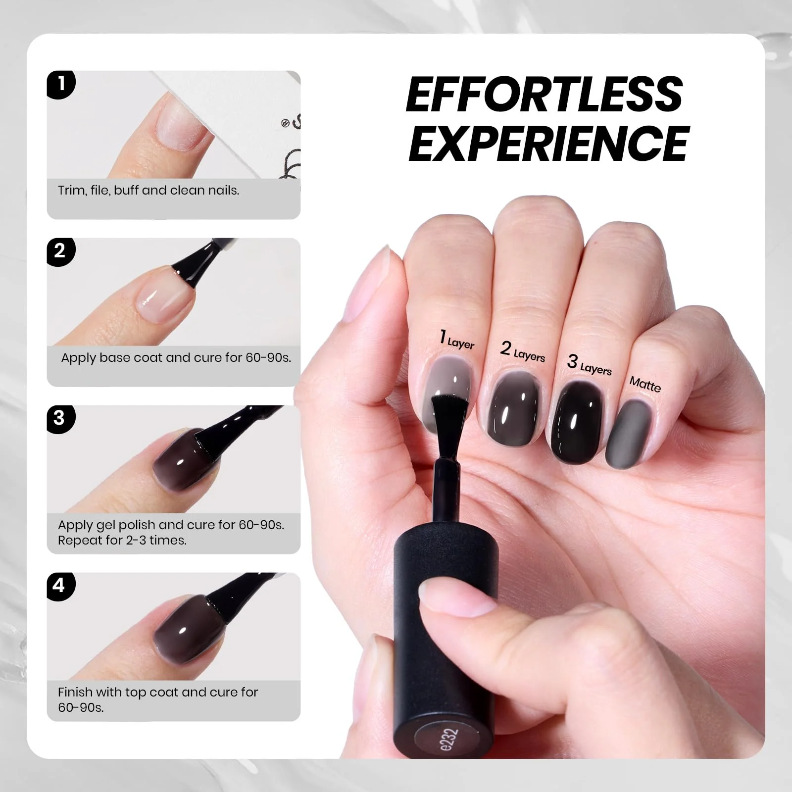 15ML Black Crystal Nails Jelly Sheer Gel Nail Polish - Image 6