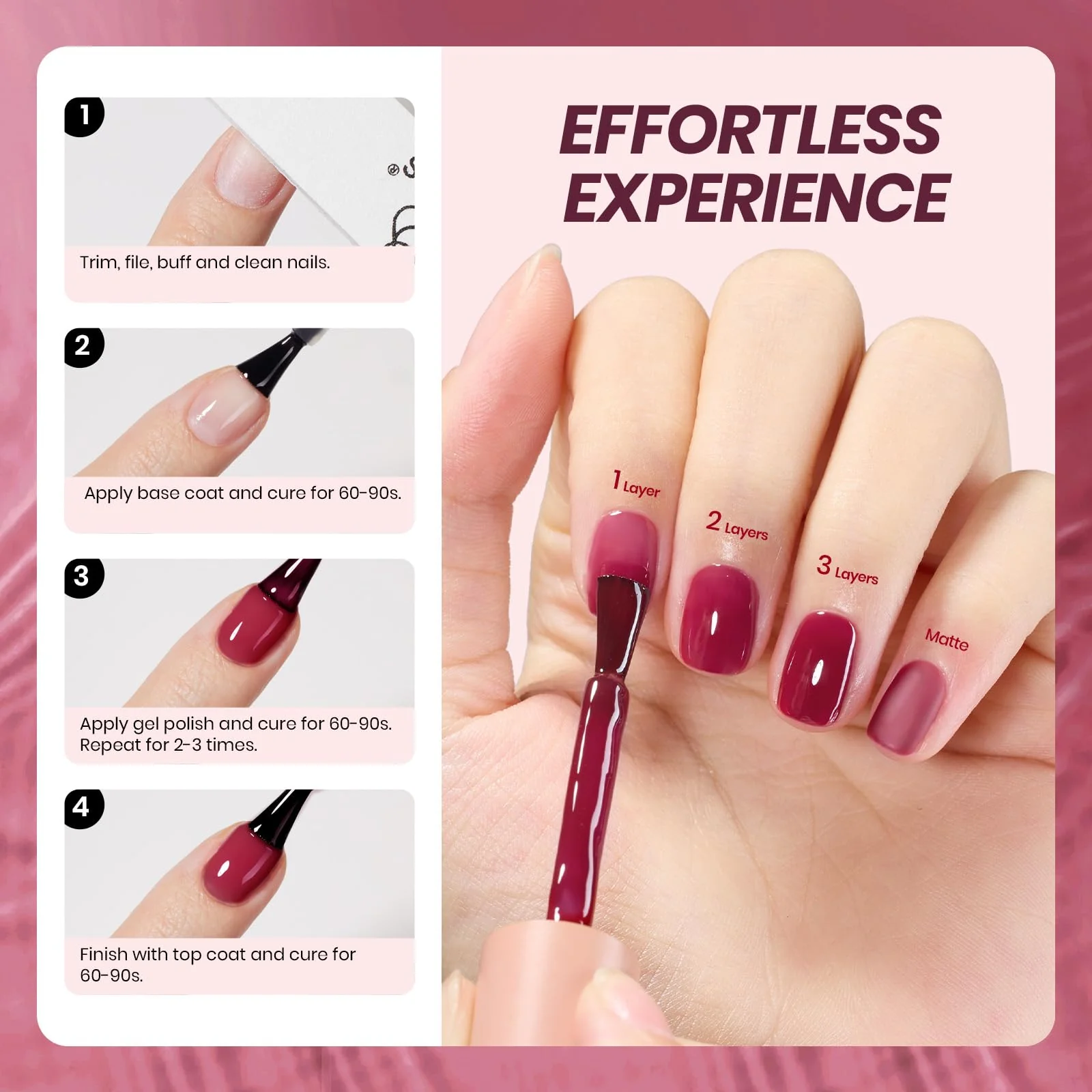 15ML Blushed Wine Jelly Sheer Red Gel Nail Polish - Image 5