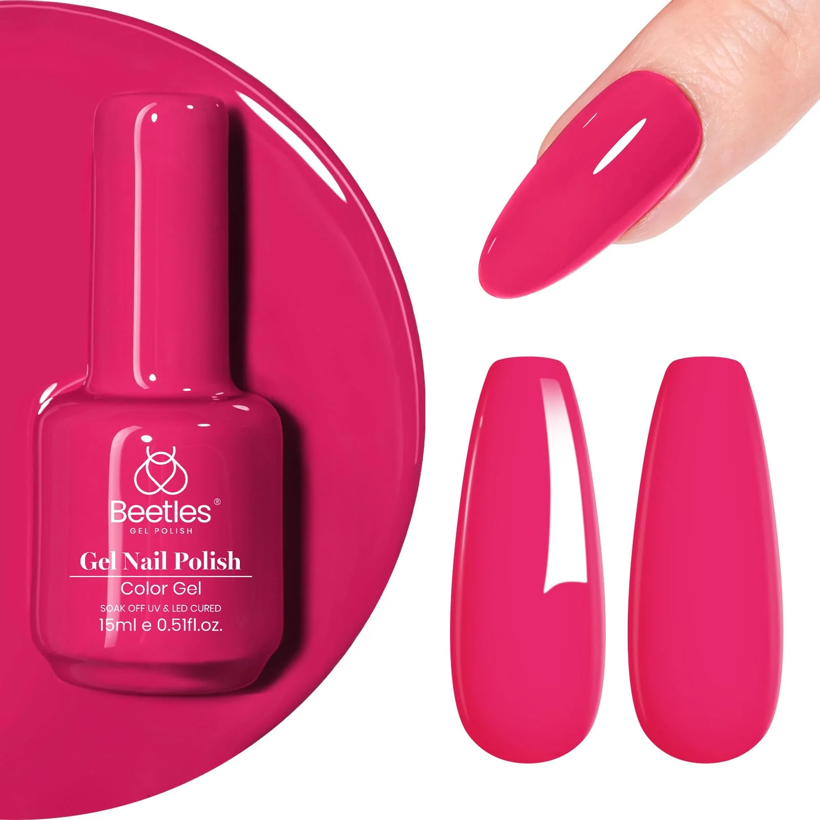 15ml Hot Pink - Nails Gel Polish Soak Off UV LED Lamp