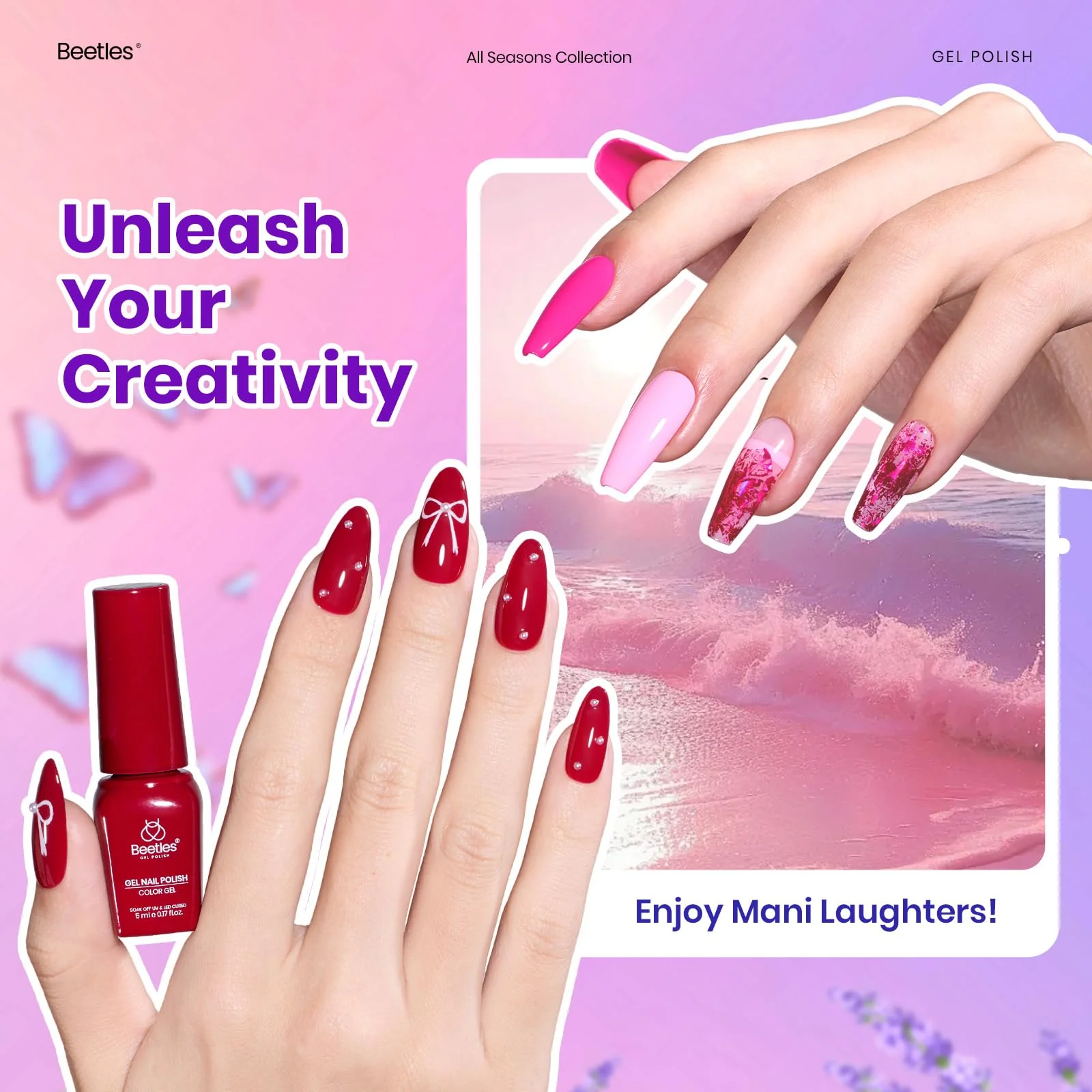 Beetles Gel Nail Starter Kit Prime Notes Color Summer Nails Diary 25 Colors With All-in-One Mani Set UV Light - Image 4