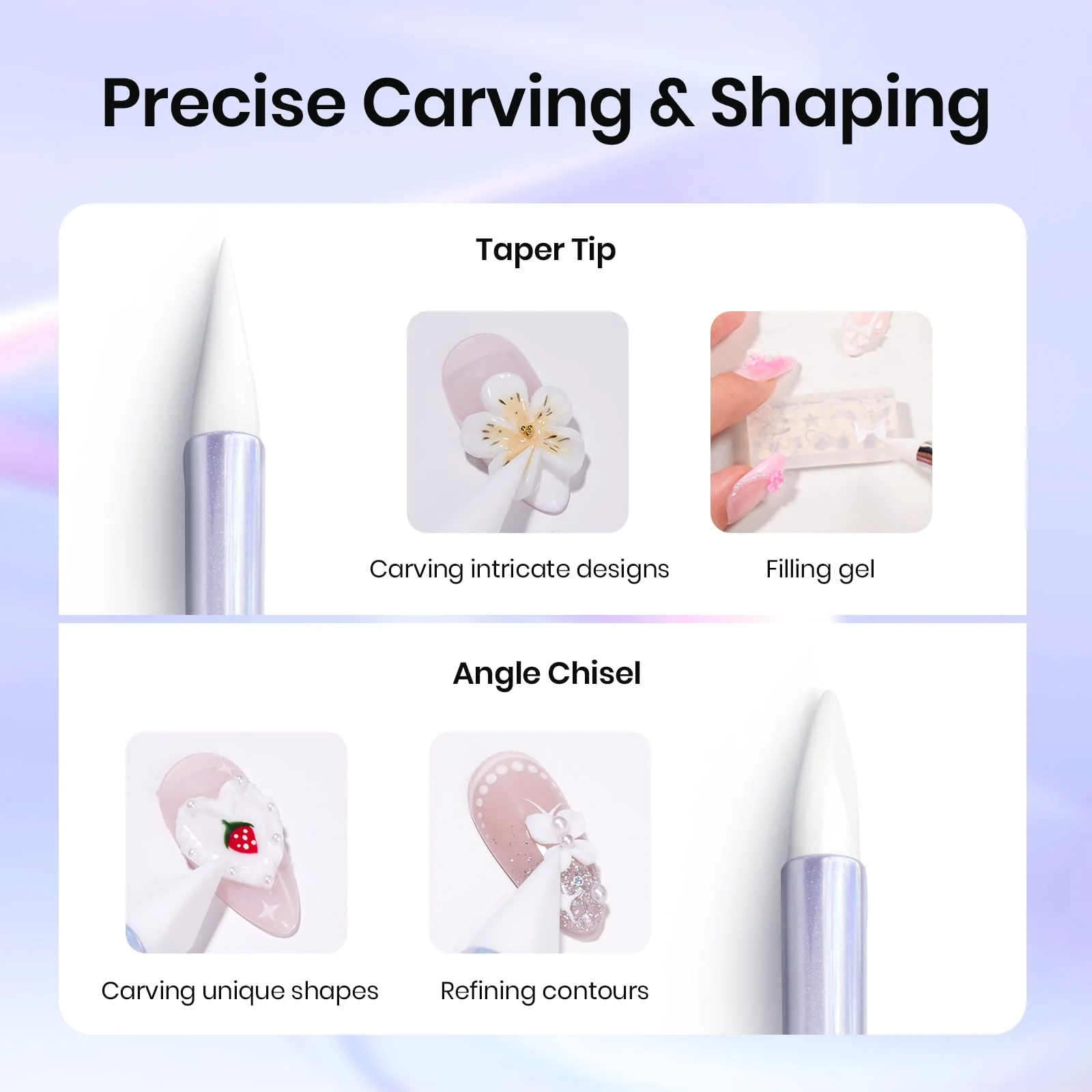5Pcs Silicone Dual-Head Nail Art Tools Brushes Set - Image 3