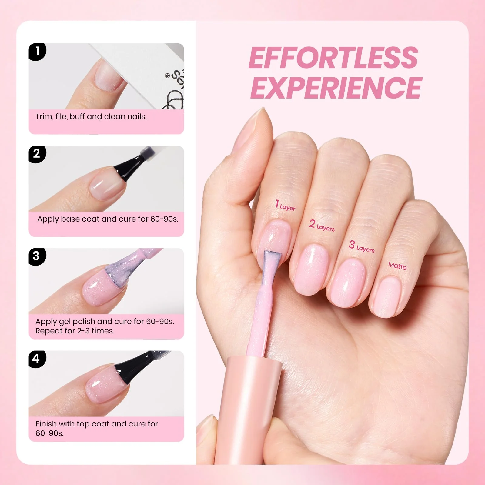 6 Colors Gel Polish Kit Summer Nails Pink Glitter Gel Polish Set Sheer Jelly Pink Glitter - Image 5