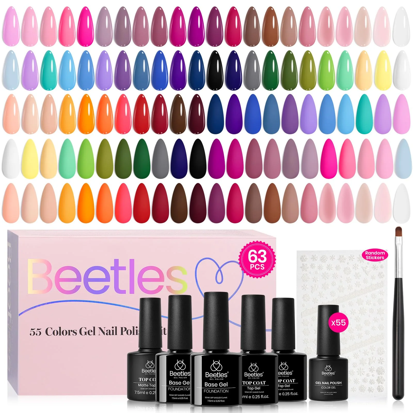 All Season Gel Nail Polish Set | 55 Nail Gel Polish Colors Kit total 66pcs - Image 7