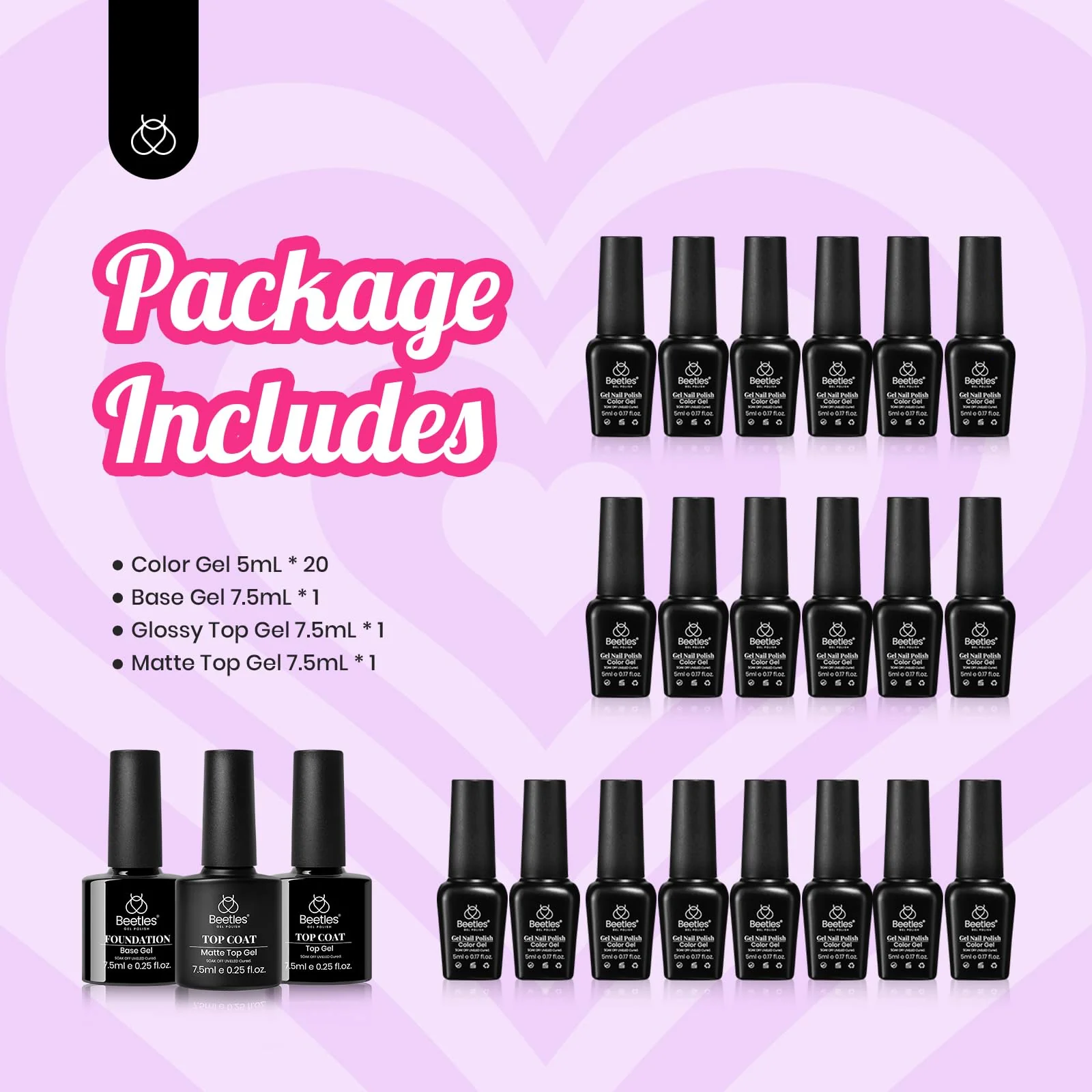 Alluring Sweetie-20 Gel Colors Set Nails with Top and Base Coat (5ml/Each) - Image 7