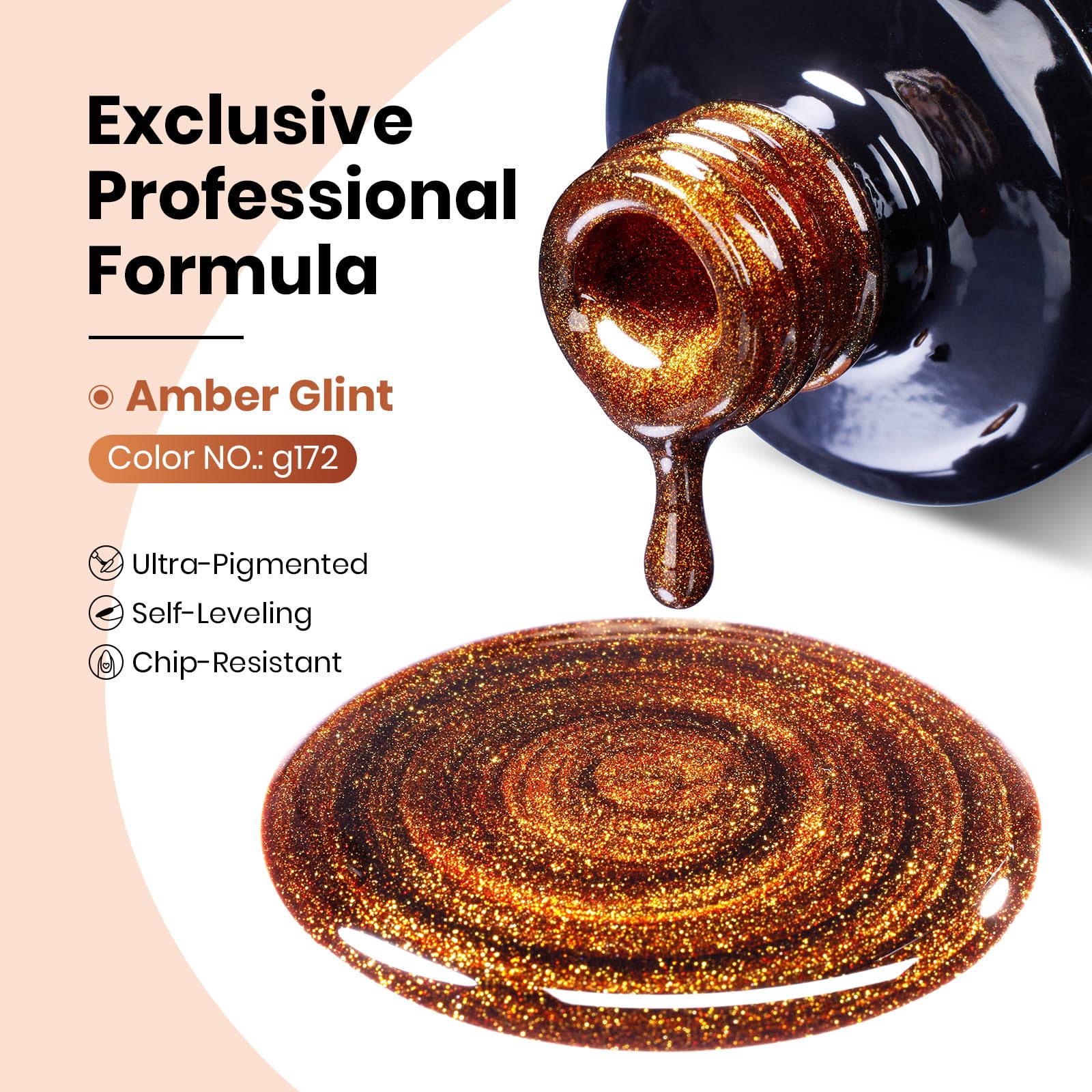 Amber Glint Nails - 15ML Fall Brown Gold Powder Glass Cat Eye Magnetic Glitter Gel Polish - Image 6