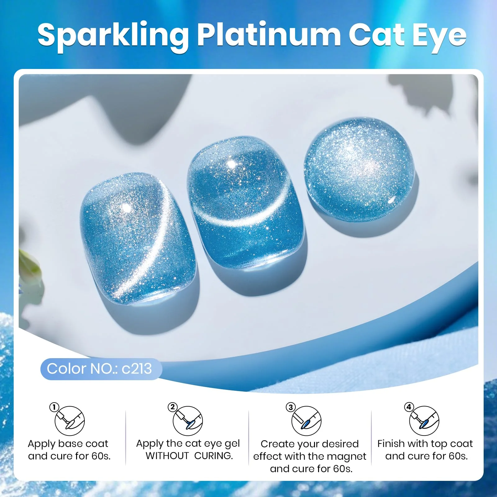 Arctic Aurora Cat Eye |15ml Gel Polish Silver Nail Colors - Image 3