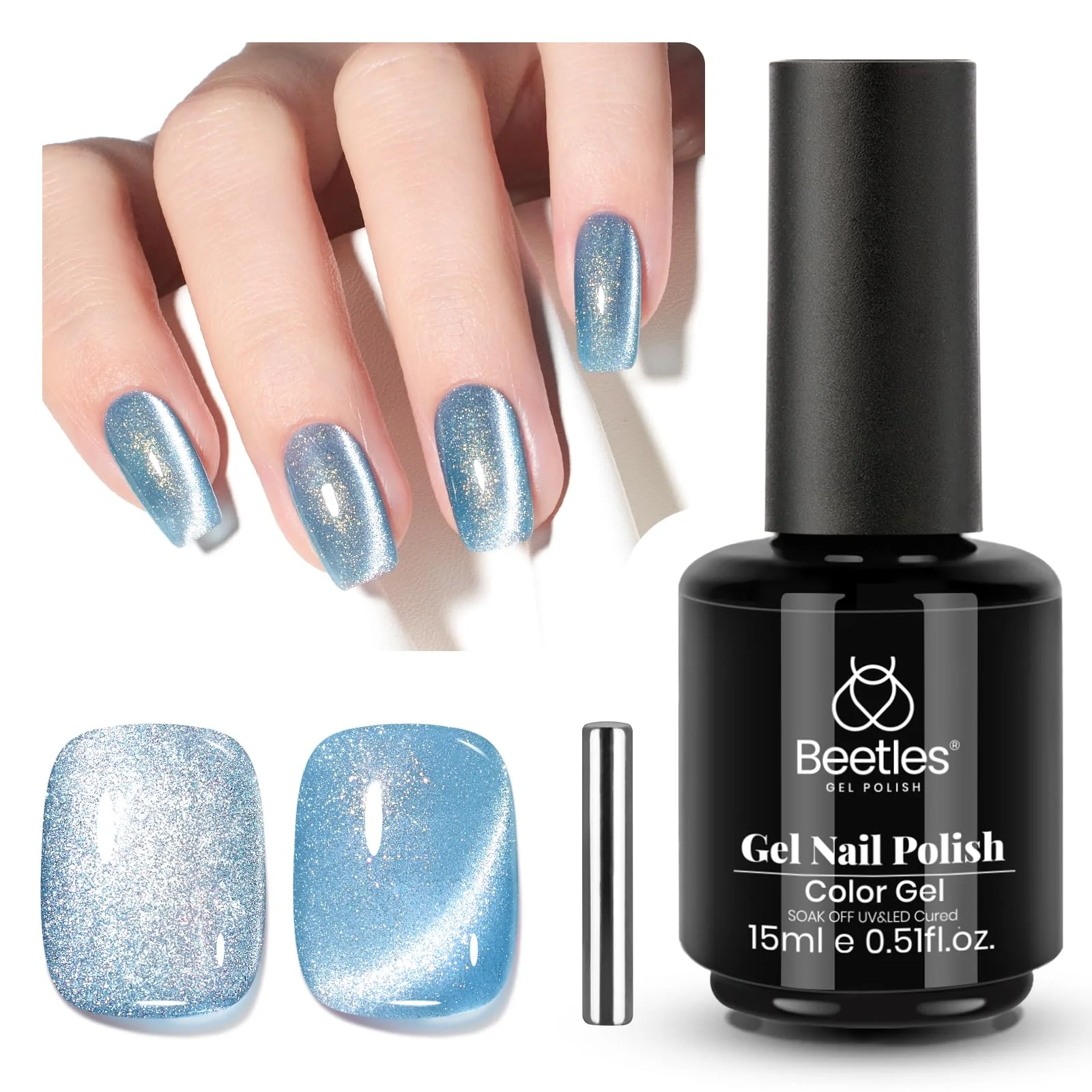 Arctic Aurora Cat Eye |15ml Gel Polish Silver Nail Colors - Image 9