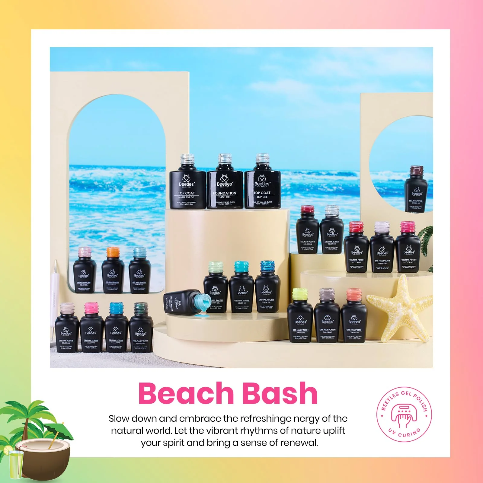 Beach Bash-20 Colors Gel Polish Nails Kit(7.5ml/Each) - Image 3