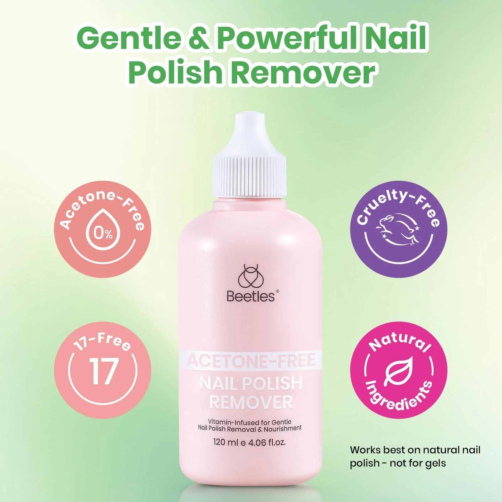 Beetles 120ML Nail Polish Remover Gentle & Powerful Nourished Glossy - Image 4
