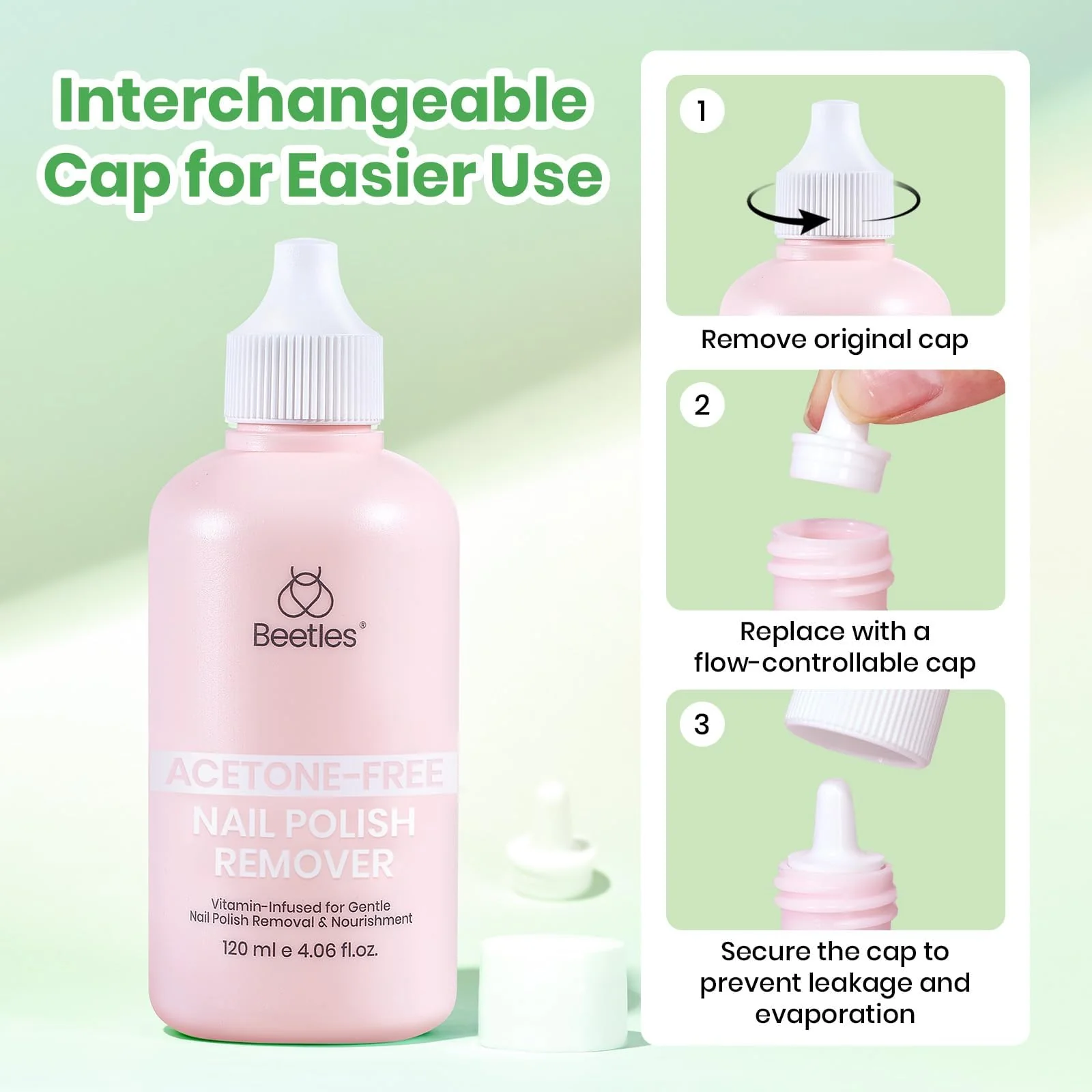 Beetles 120ML Nail Polish Remover Gentle & Powerful Nourished Glossy - Image 9