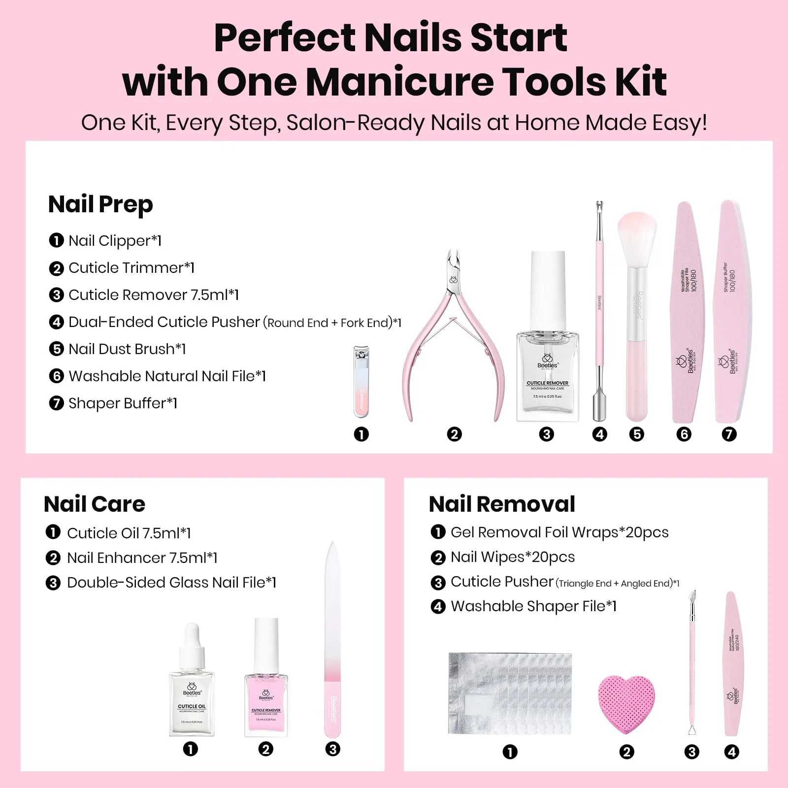 Beetles 14pcs Manicure Kit - Remover Kit Nail Care Kit Nail Prep Set - Image 2