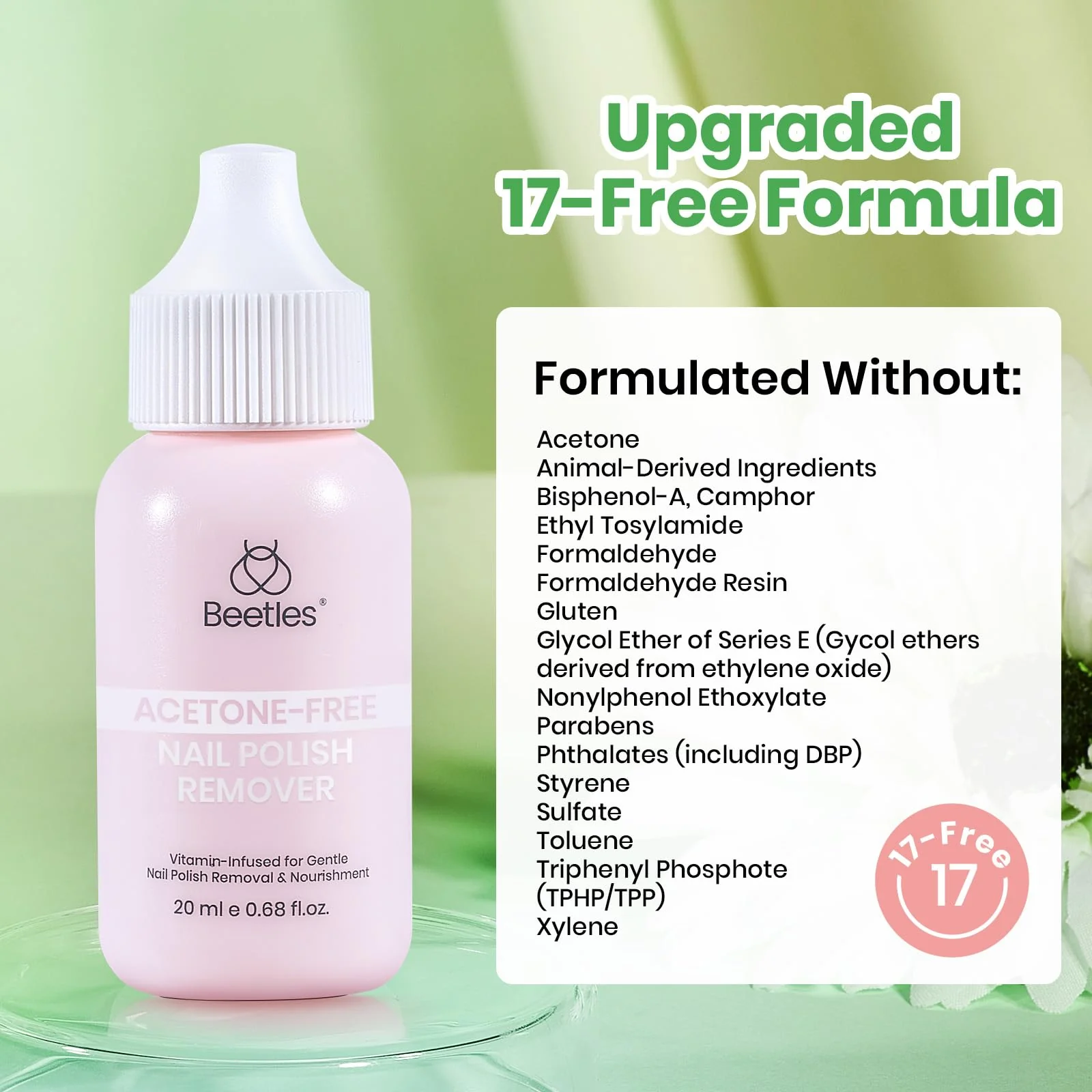 Beetles 20ML Acetone Free Nails Polish Remover Upgraded  17-Free Formula - Image 2