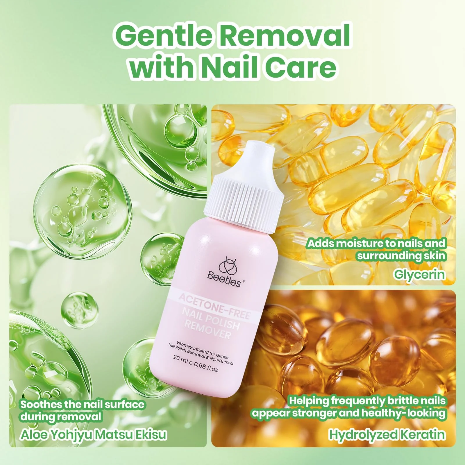 Beetles 20ML Acetone Free Nails Polish Remover Upgraded  17-Free Formula - Image 6