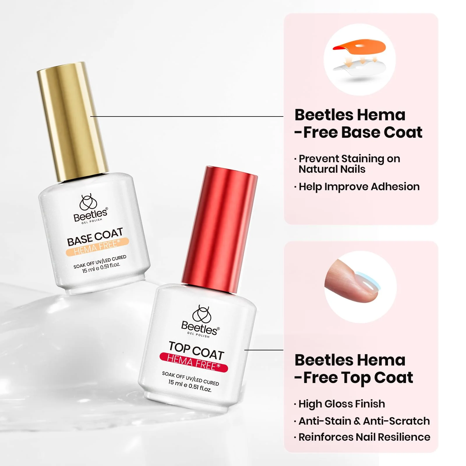 Beetles 3 Pcs Hema-Free 8-In-1  Builder Gel Top Coat With Base Coat Set - Image 6