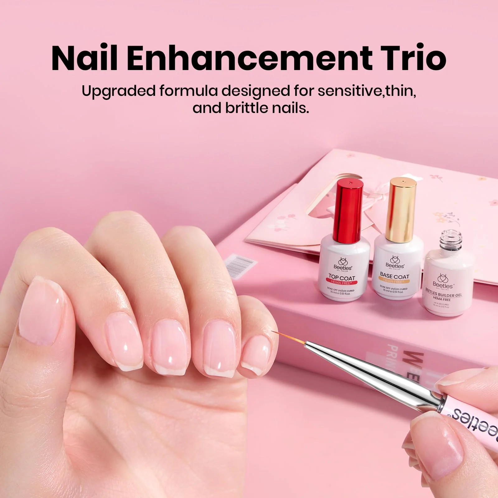 Beetles 3 Pcs Hema-Free 8-In-1  Builder Gel Top Coat With Base Coat Set - Image 8