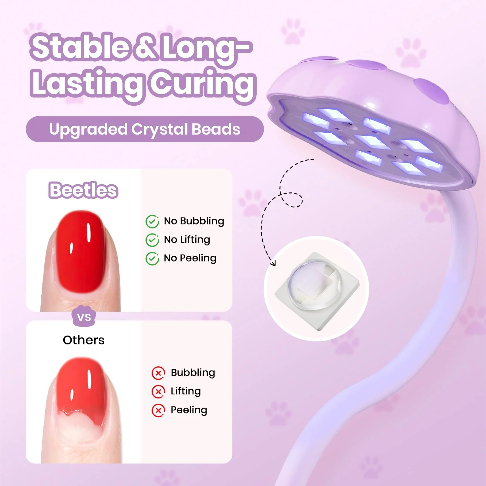 Beetles 360° Flexible Gooseneck UV Nail Lamp Purple Color - Image 6