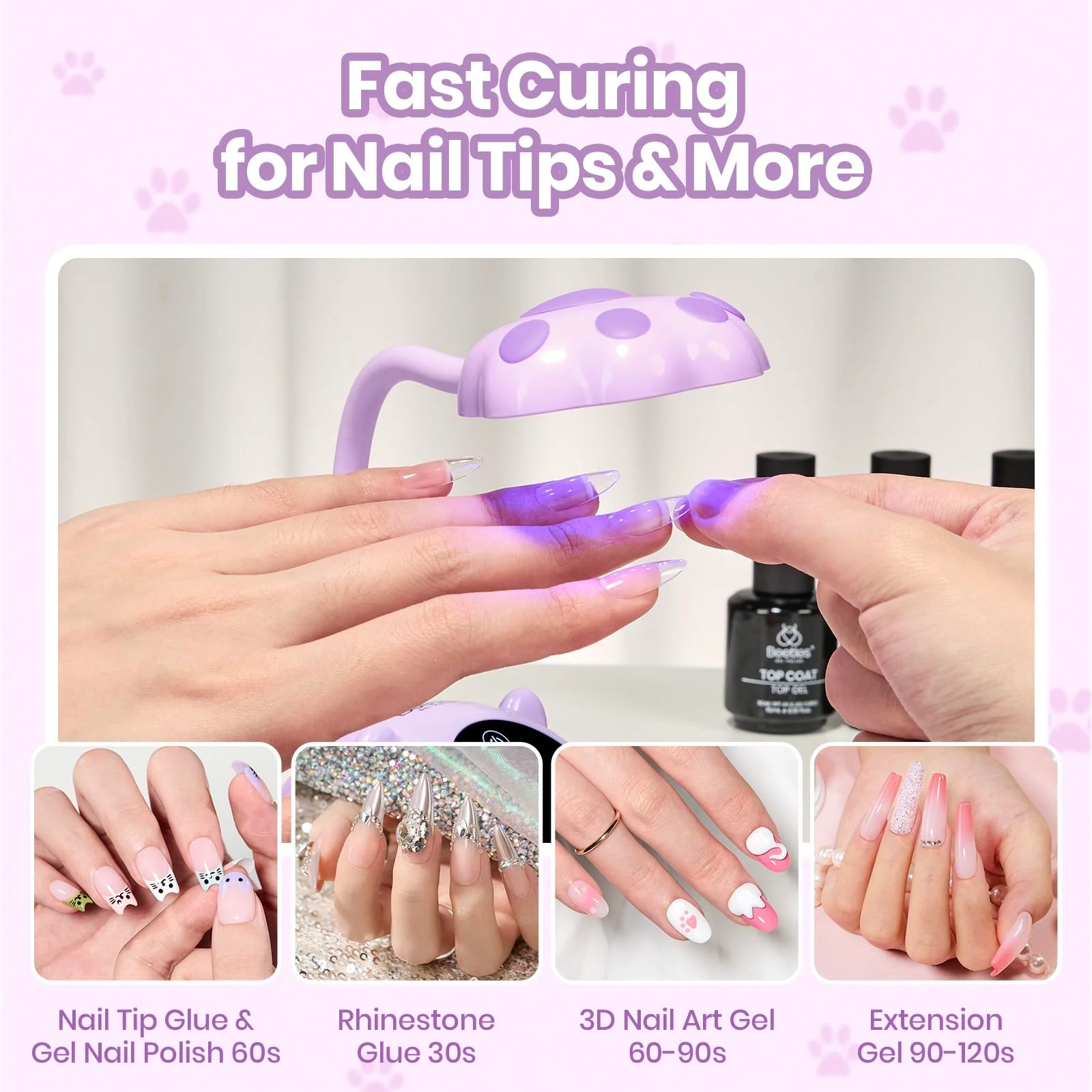 Beetles 360° Flexible Gooseneck UV Nail Lamp Purple Color - Image 7