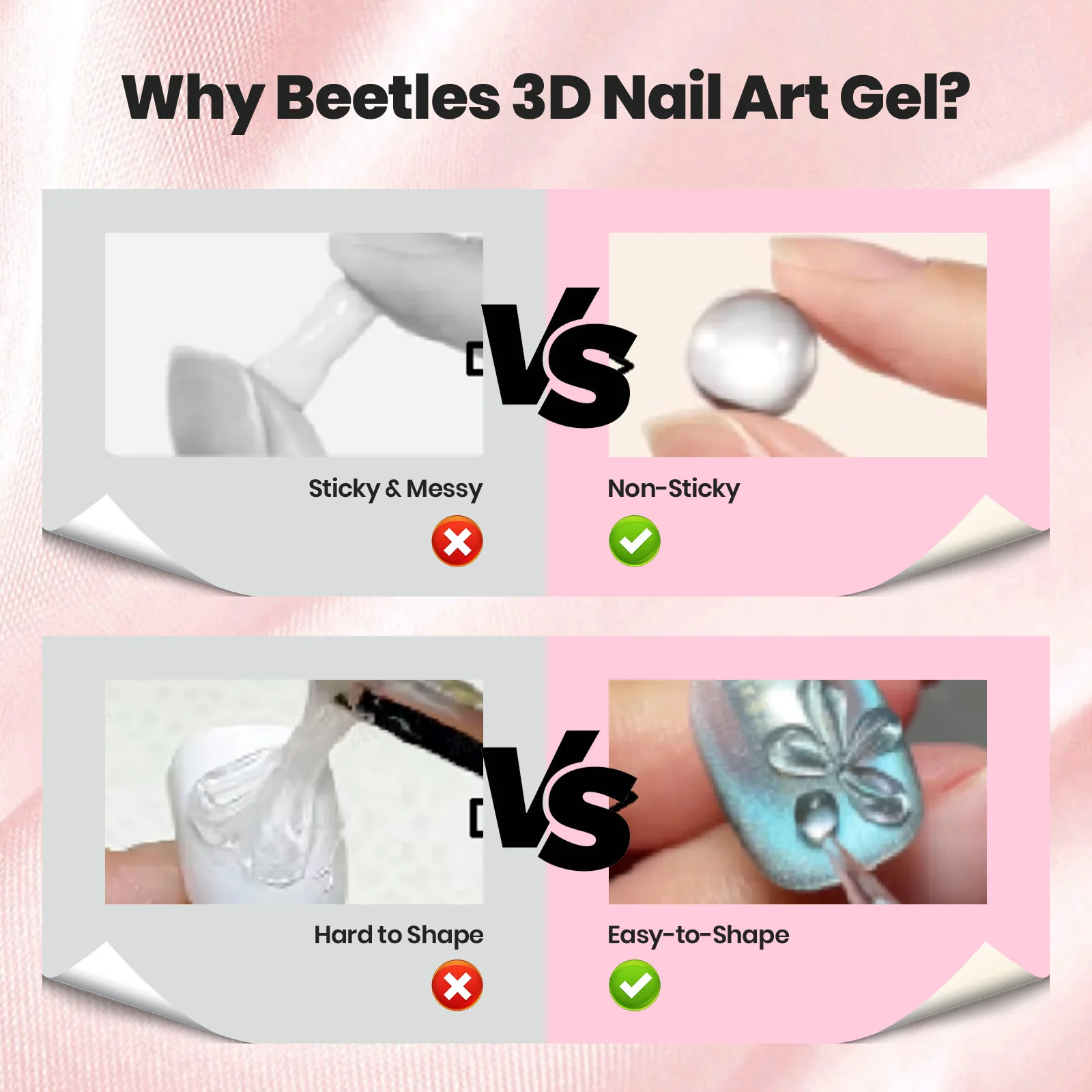 Beetles 3D Gel Nail Art-Ballet Whisper Pink Solid Builder Nail Gel Non-Sticky Sculpting with Dual-Ended Sculpture Pen & Stiletto Dual From, Beginner Friendly DIY at Home,UV LED Lamp Needed - Image 6