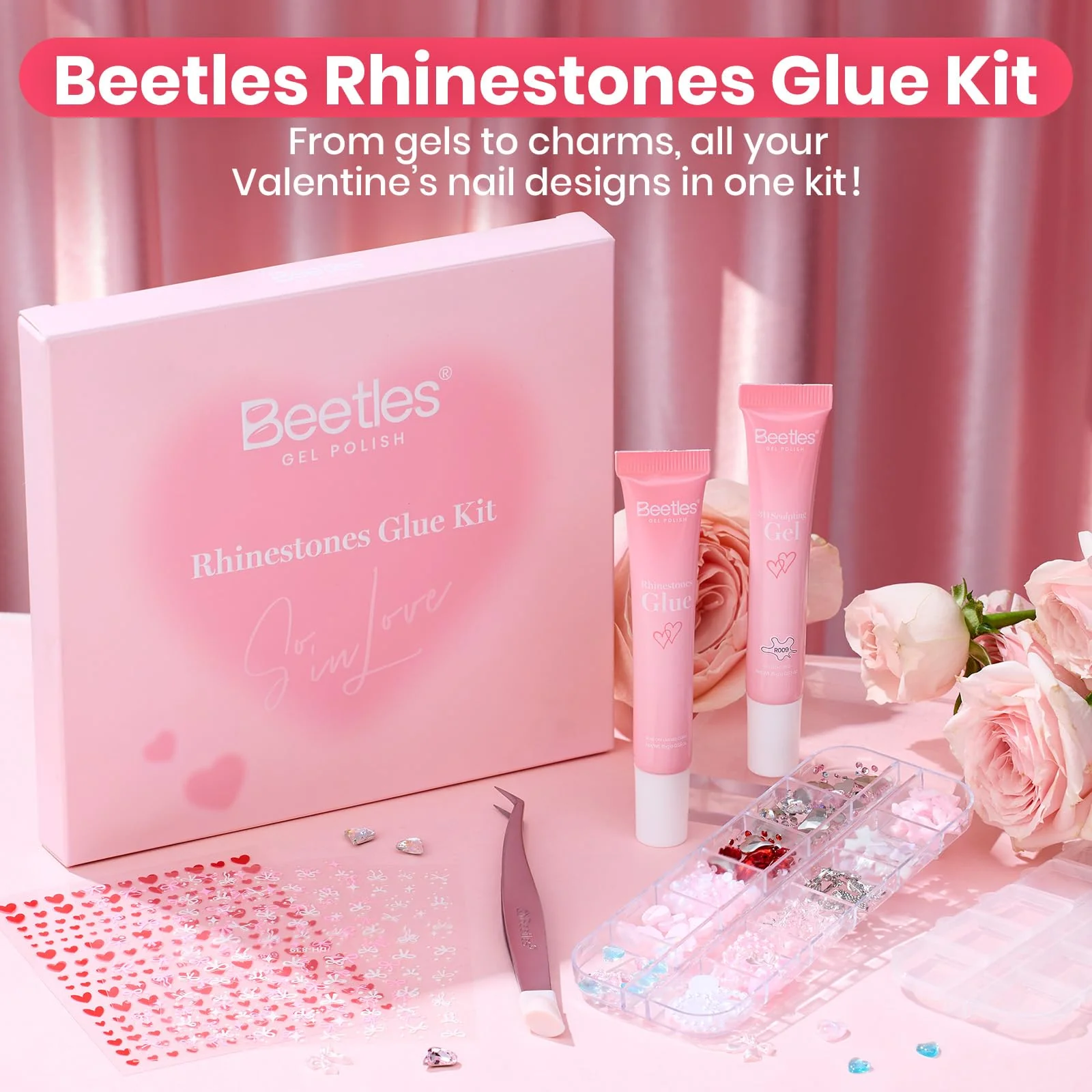 Beetles 3D Gel Nail Art Rhinestones Glue Kit - Nails Limited Nail Decorations for Nail polish - Image 2