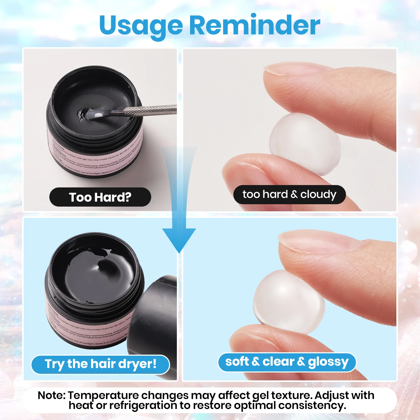 Beetles 3D Gel Nail Art with 3D Mold-2 Pcs Sandy Glow Clear and White Solid Builder Gels for Summer Nails Non-Sticky Sculpting with Dual-Ended Sculpture Pen UV LED Lamp Needed - Image 7