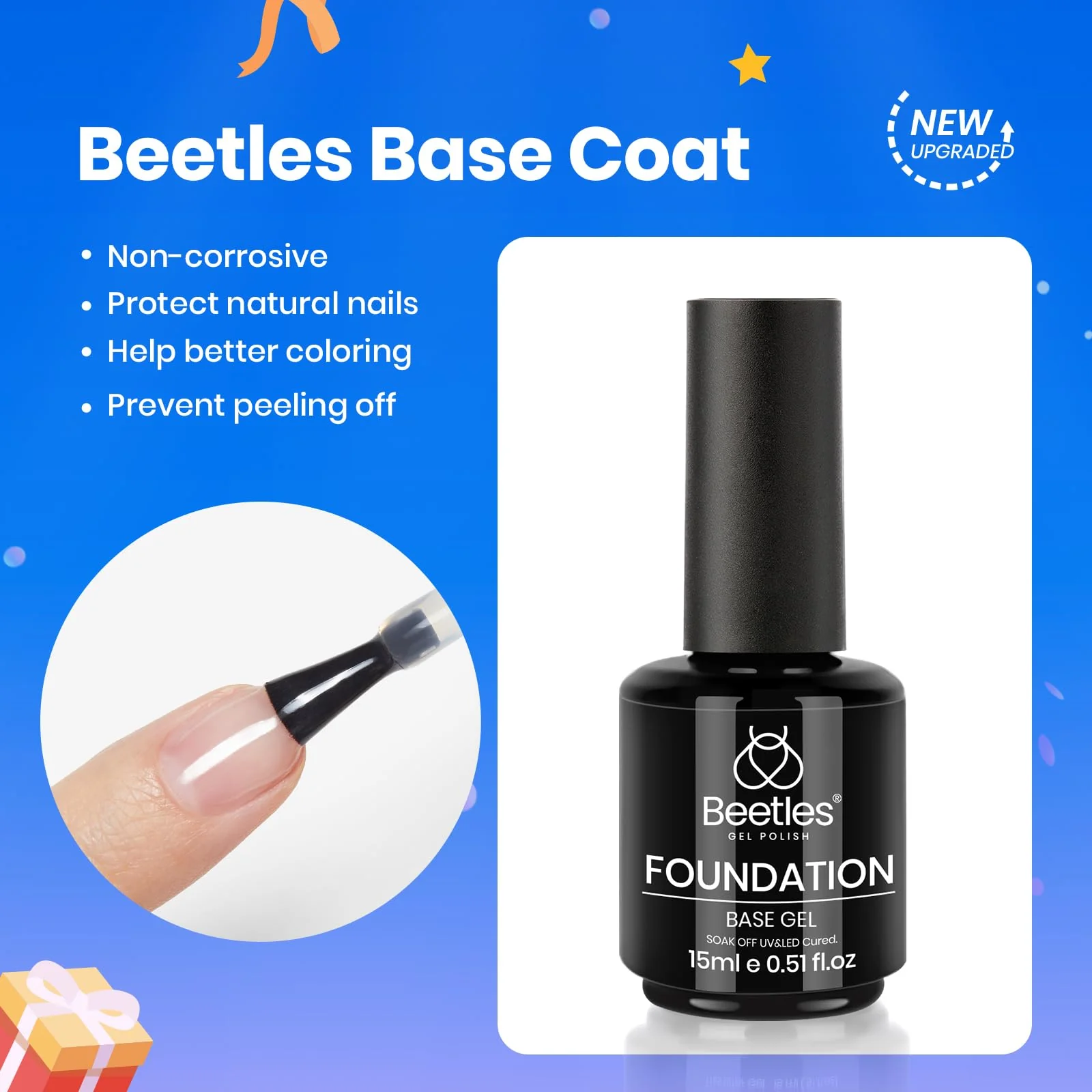 Beetles 3Pcs 15ml White Gel Nail Polish and No Wipe Gel Top Coat & Base Coat Set - Image 4