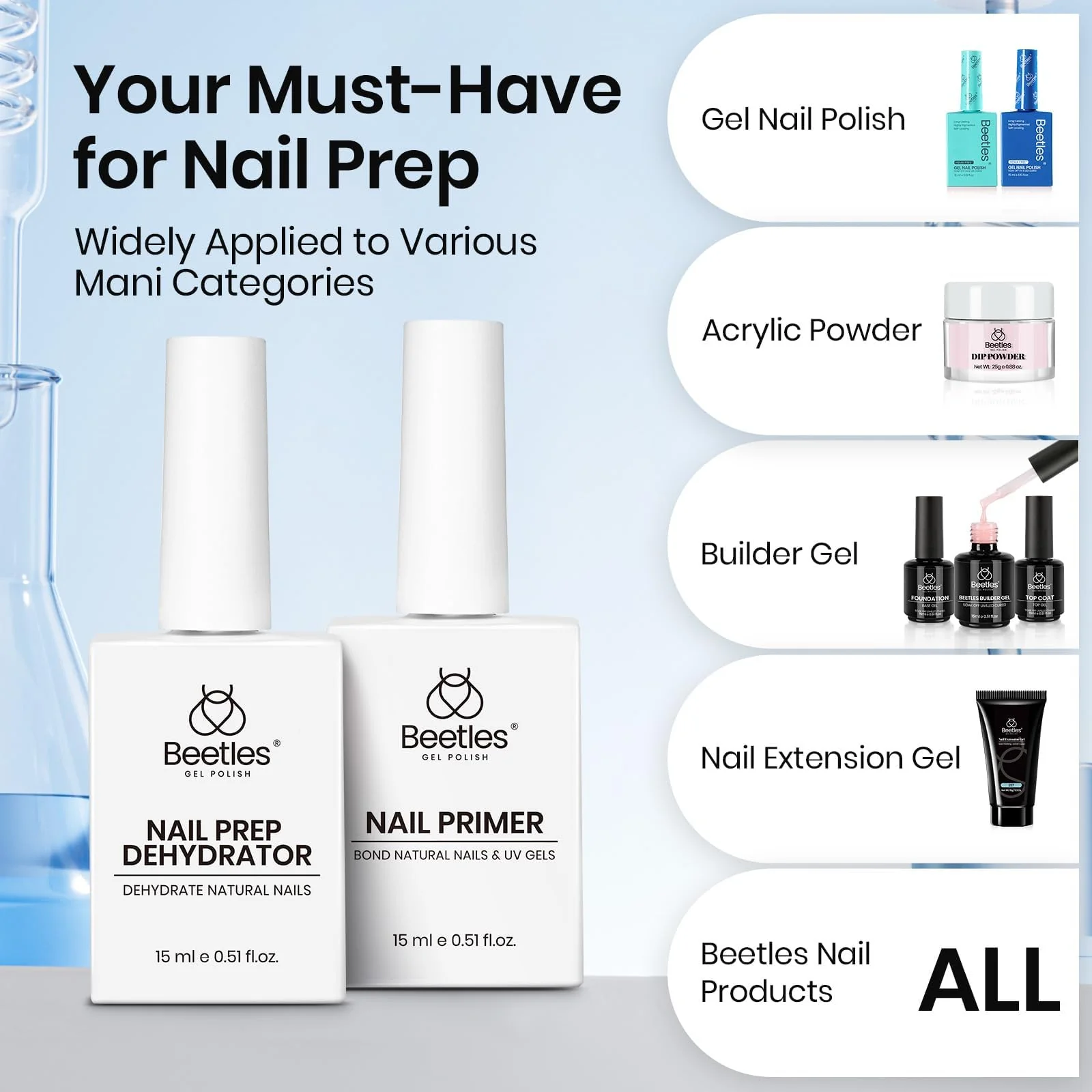 Beetles 4 Pcs 15ml Gel Top Coat and Base Coat Set - Image 6