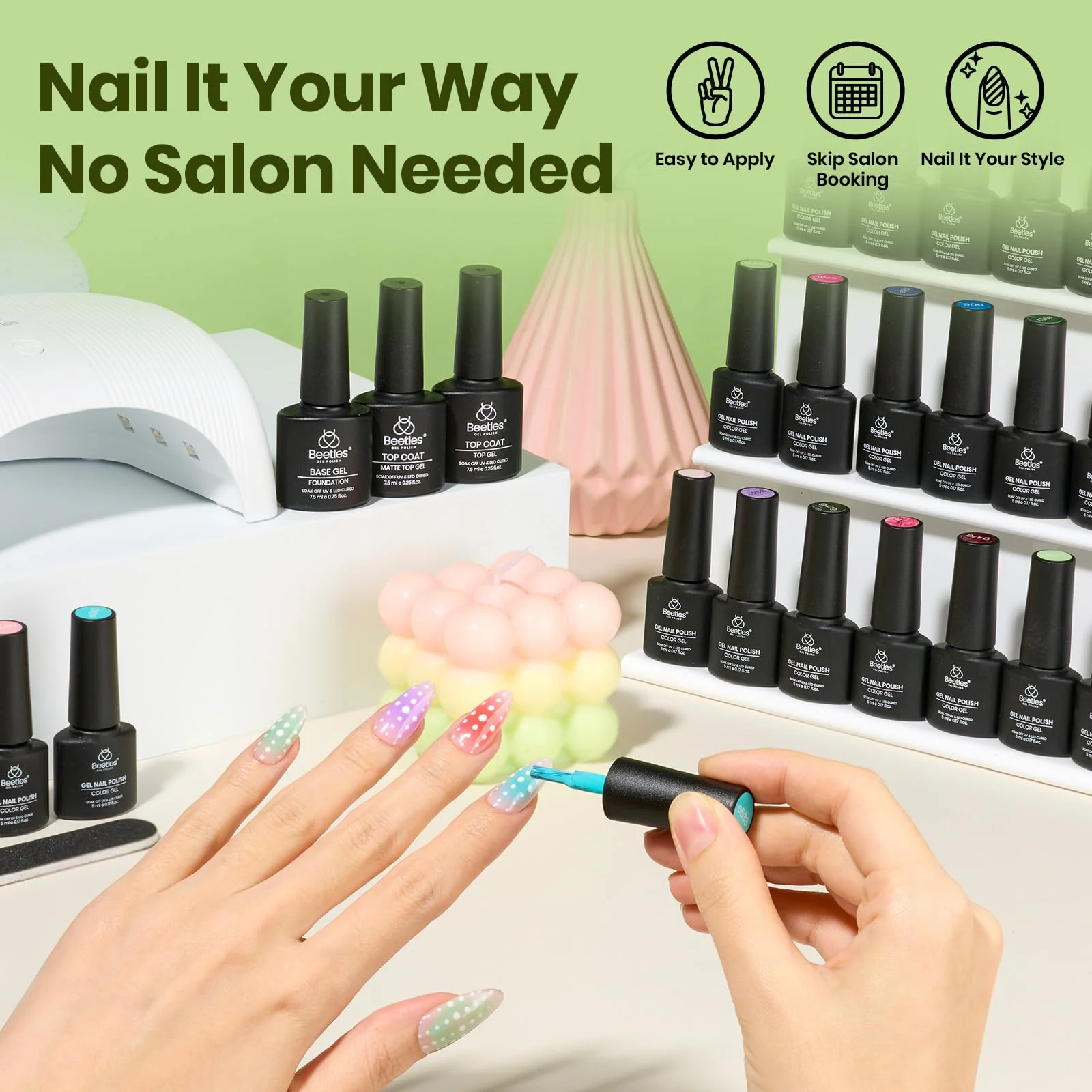 Beetles Gel Nail Starter Kit Nails With UV Light and Nail Drill 55Pcs 32 Colors All-in-One Mani Kit - Image 8