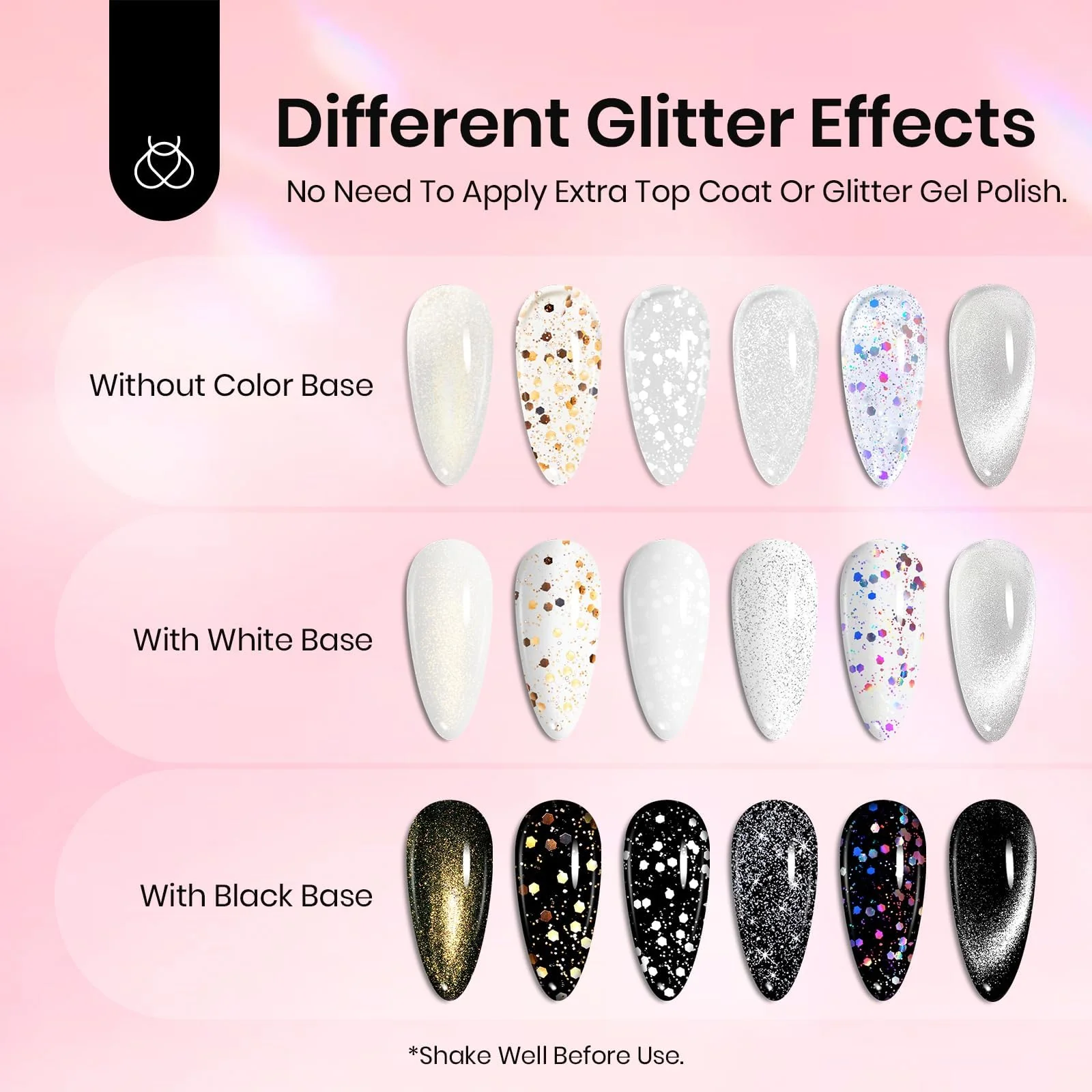 Limited Edition Box Beetles 8 Pcs No Wipe Glitter Gel Top Coat Set - Image 6