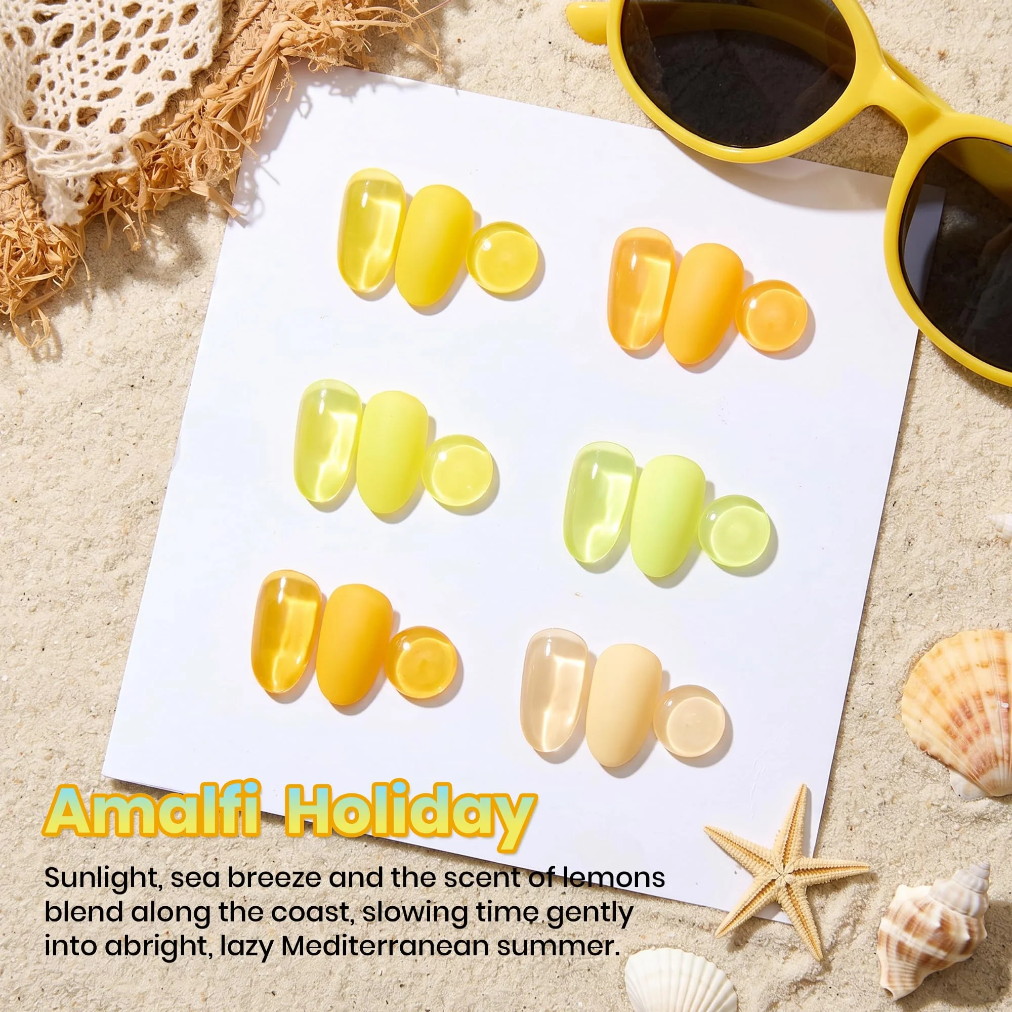 Beetles Amalfi Holiday 6 Colors Yellow Gel Nail Polish Set Summer Nails - Image 2