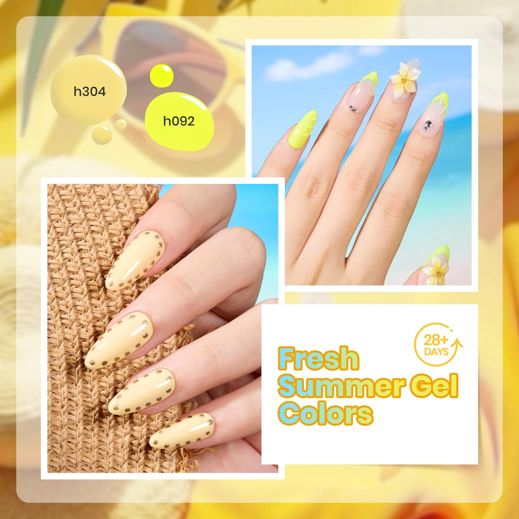 Beetles Amalfi Holiday 6 Colors Yellow Gel Nail Polish Set Summer Nails - Image 5