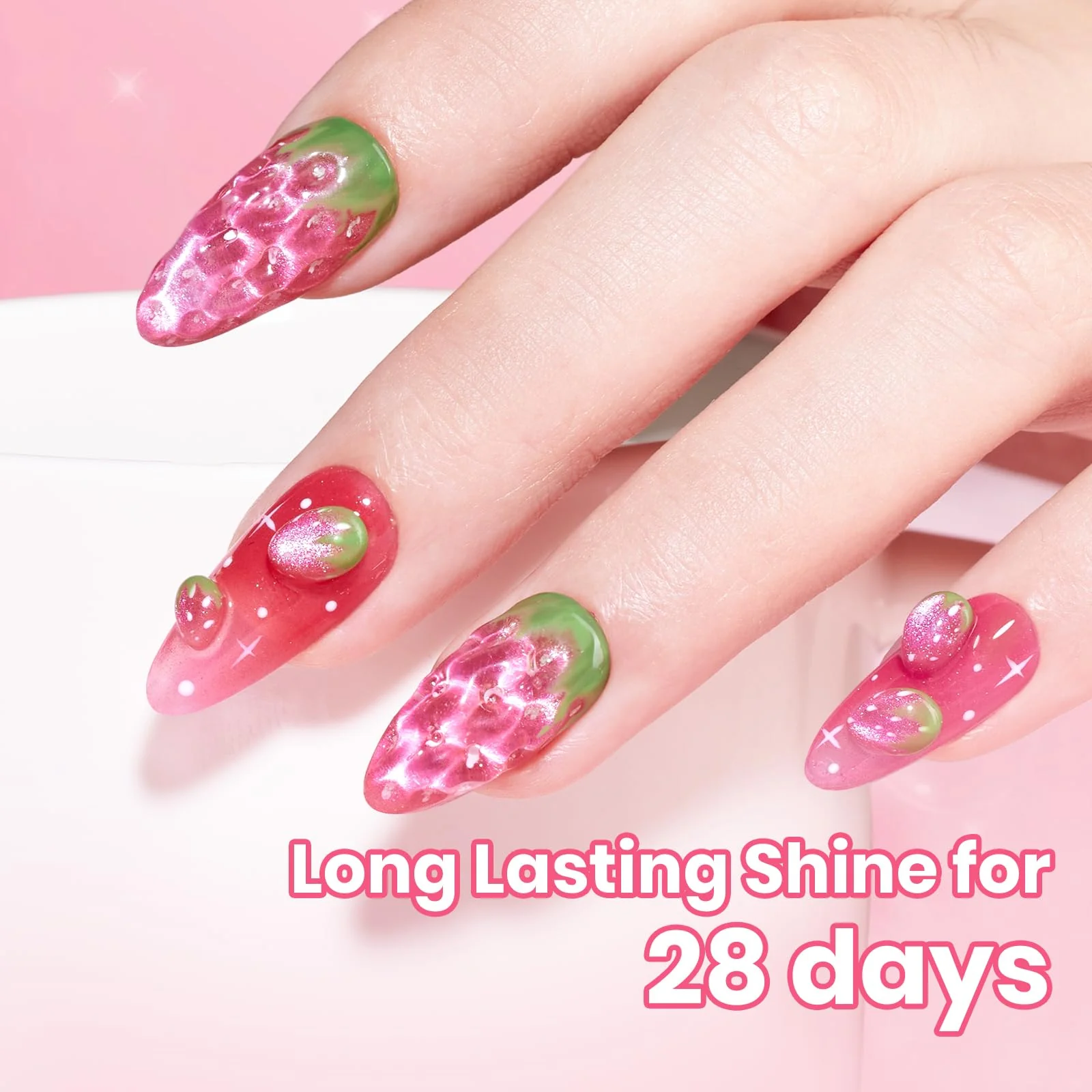 Beetles Apple Sweet Gleam Pink Cat Eye Gel Nail Polish - 15ML Glitter Pink Cat Eye Gel Polish - Image 8
