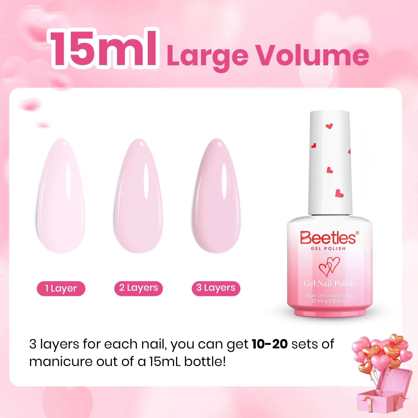 Beetles Barely Pink Gel Polish - 15ml Light Pink for Nails - Image 7