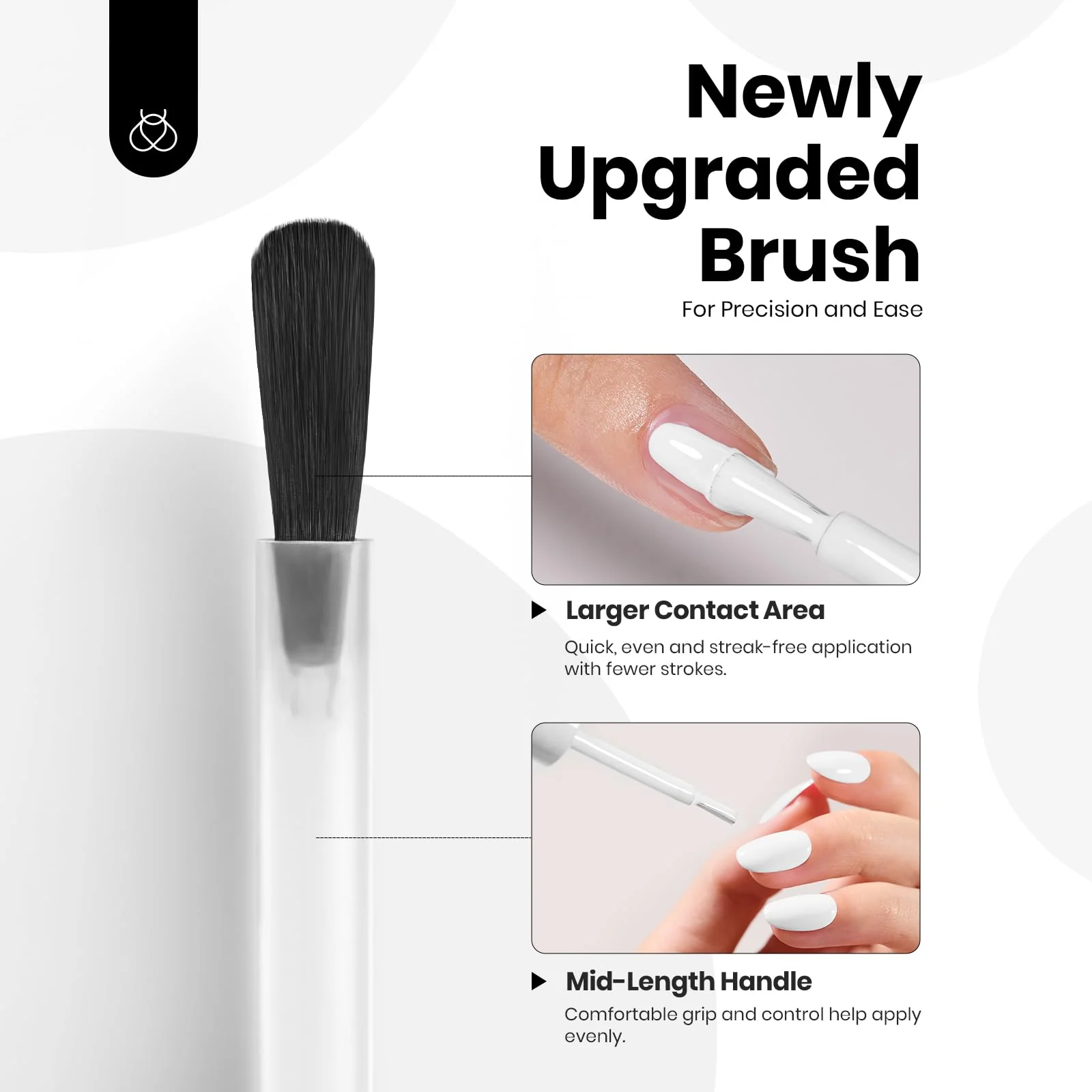 Beetles Black White Gel Polish Kit - Simple Black & White Colors Collection, 2pc 15ML Hema-Free French Nails - Image 5