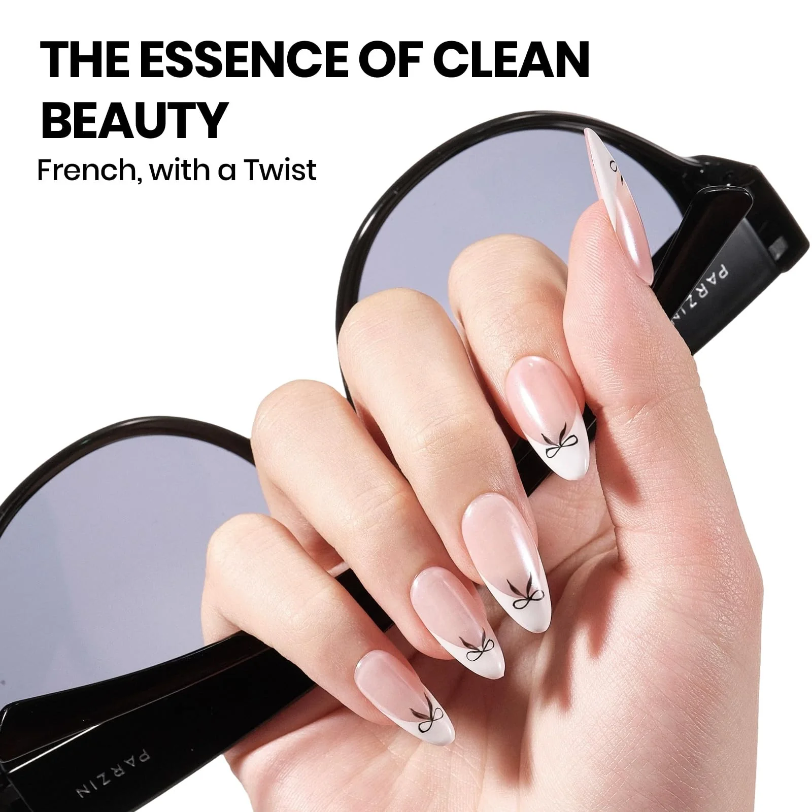 Beetles Black White Gel Polish Kit - Twin Dialogue Collection, 4pc 10ML French Nail Kit Hema-Free Black and White Colors with Base Top Coat - Image 4