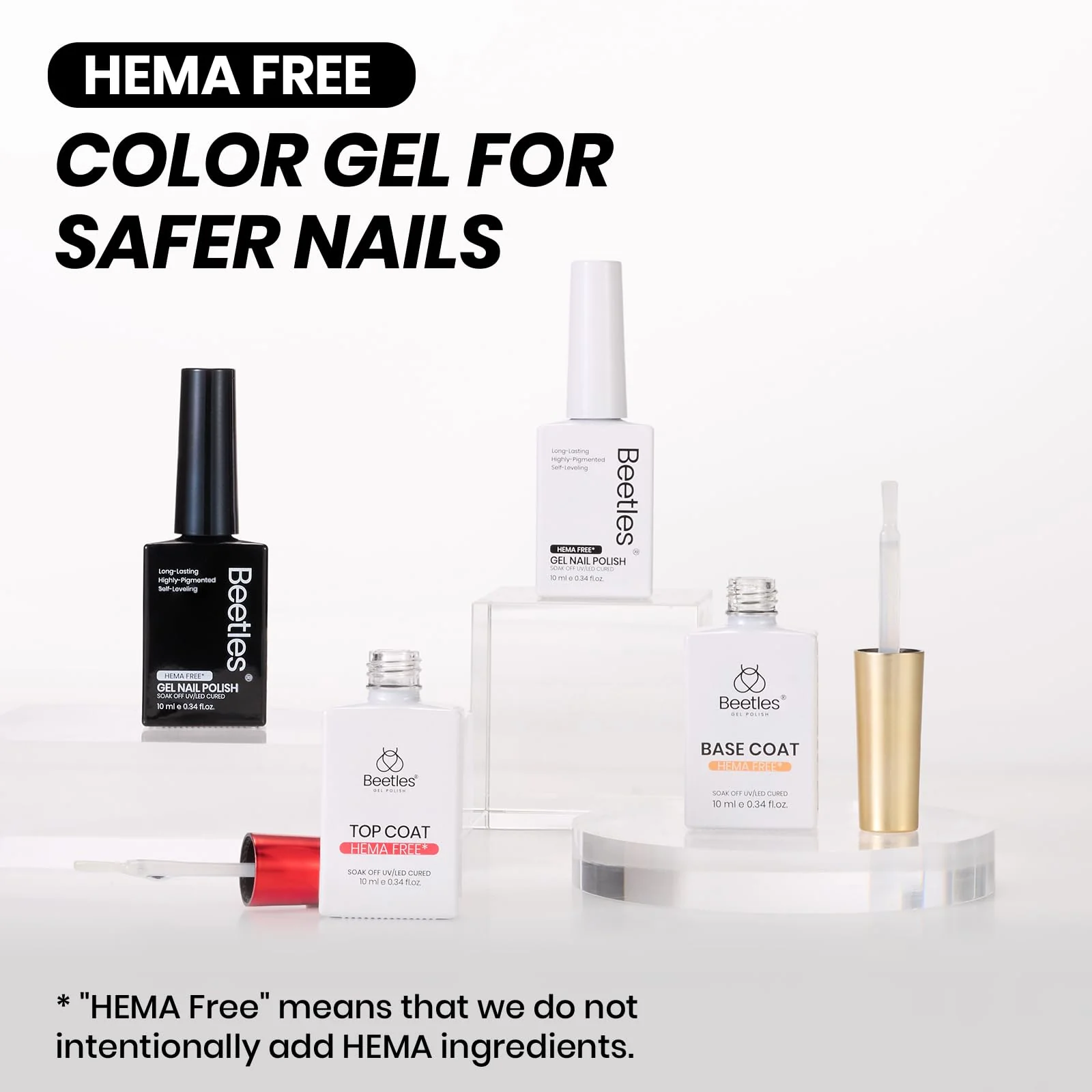Beetles Black White Gel Polish Kit - Twin Dialogue Collection, 4pc 10ML French Nail Kit Hema-Free Black and White Colors with Base Top Coat - Image 6