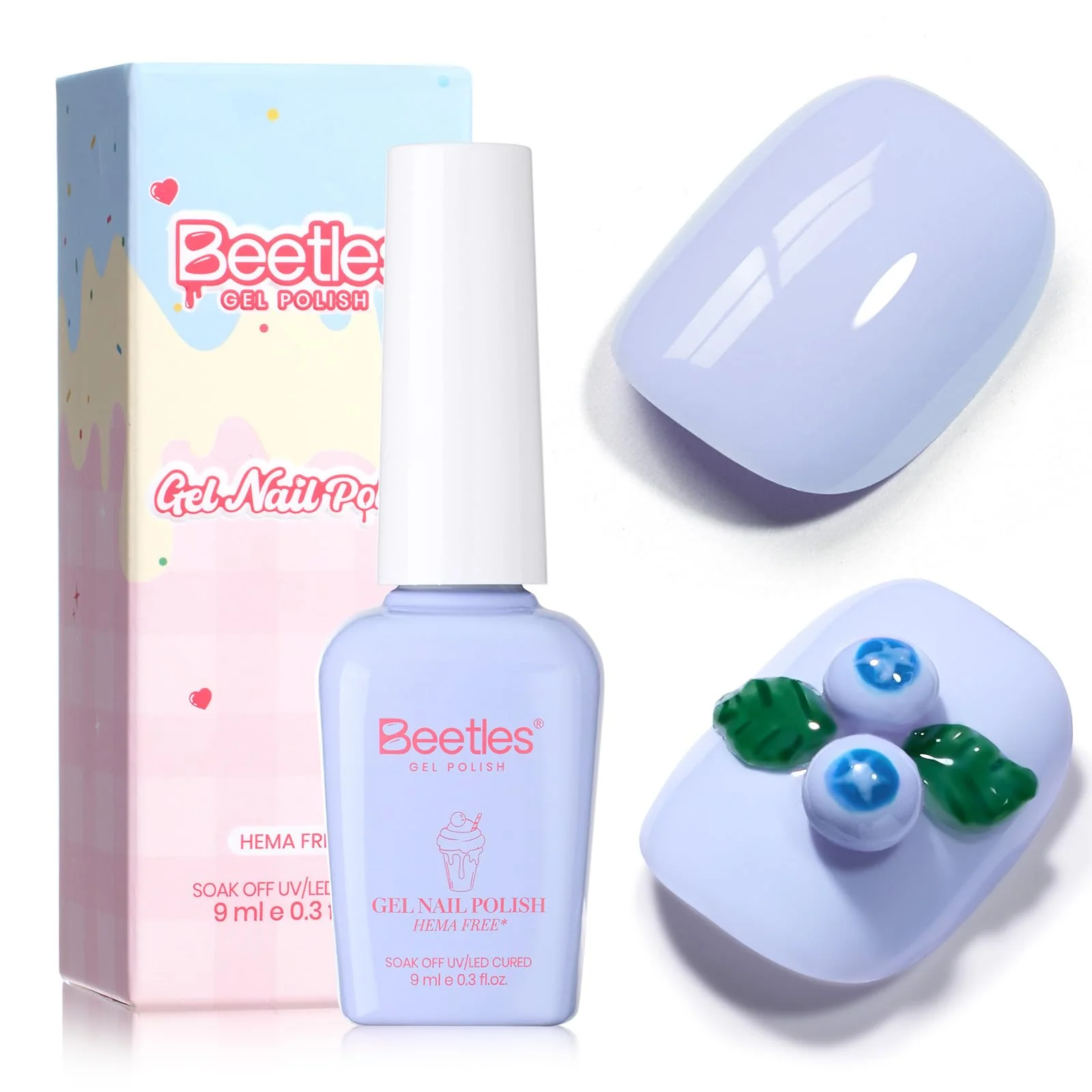 Beetles Blue Gel Nail Polish - Blueberry Smoothie Pastel Blue Gel Polish