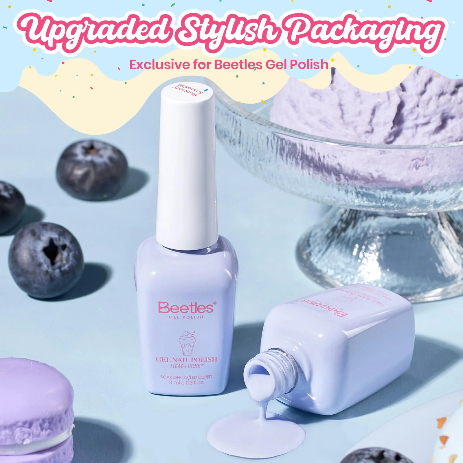 Beetles Blue Gel Nail Polish - Blueberry Smoothie Pastel Blue Gel Polish - Image 2