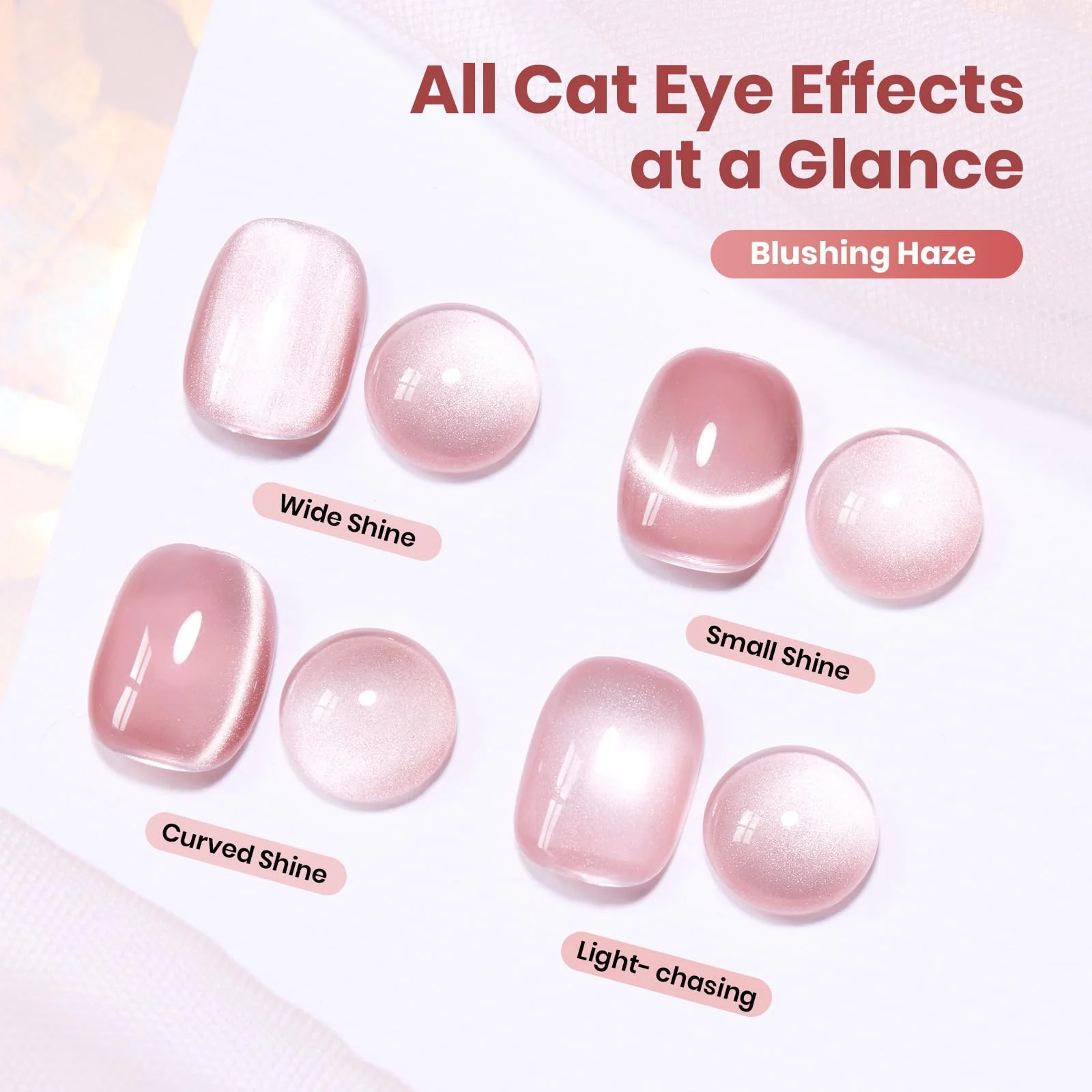 Beetles Blushing Haze Pink Cat Eye Gel Nail Polish 15ML Glitter Gel Polish Magnetic Translucent Glassy Effect - Image 2