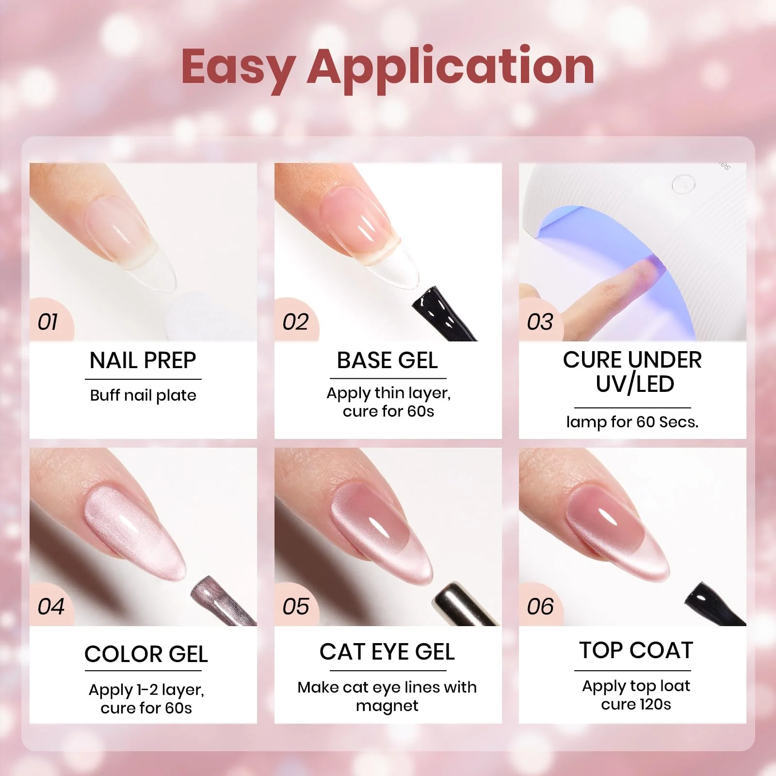 Beetles Blushing Haze Pink Cat Eye Gel Nail Polish 15ML Glitter Gel Polish Magnetic Translucent Glassy Effect - Image 8