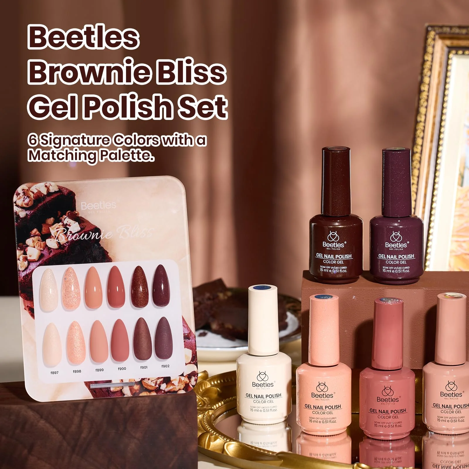 Beetles Brown Gel Polish - 6 Colors Light Dark Brown Color Set - Image 4