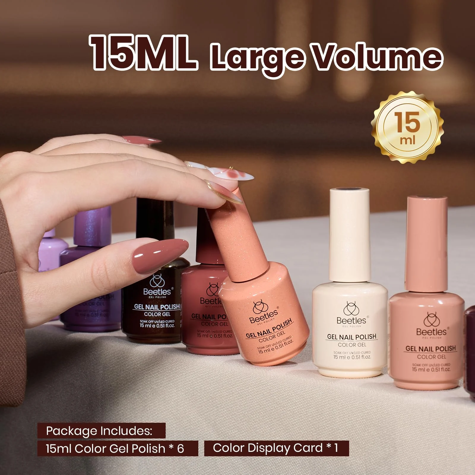 Beetles Brown Gel Polish - 6 Colors Light Dark Brown Color Set - Image 7