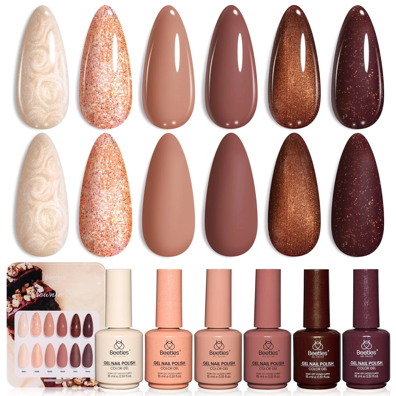Beetles Brown Gel Polish - 6 Colors Light Dark Brown Color Set - Image 8