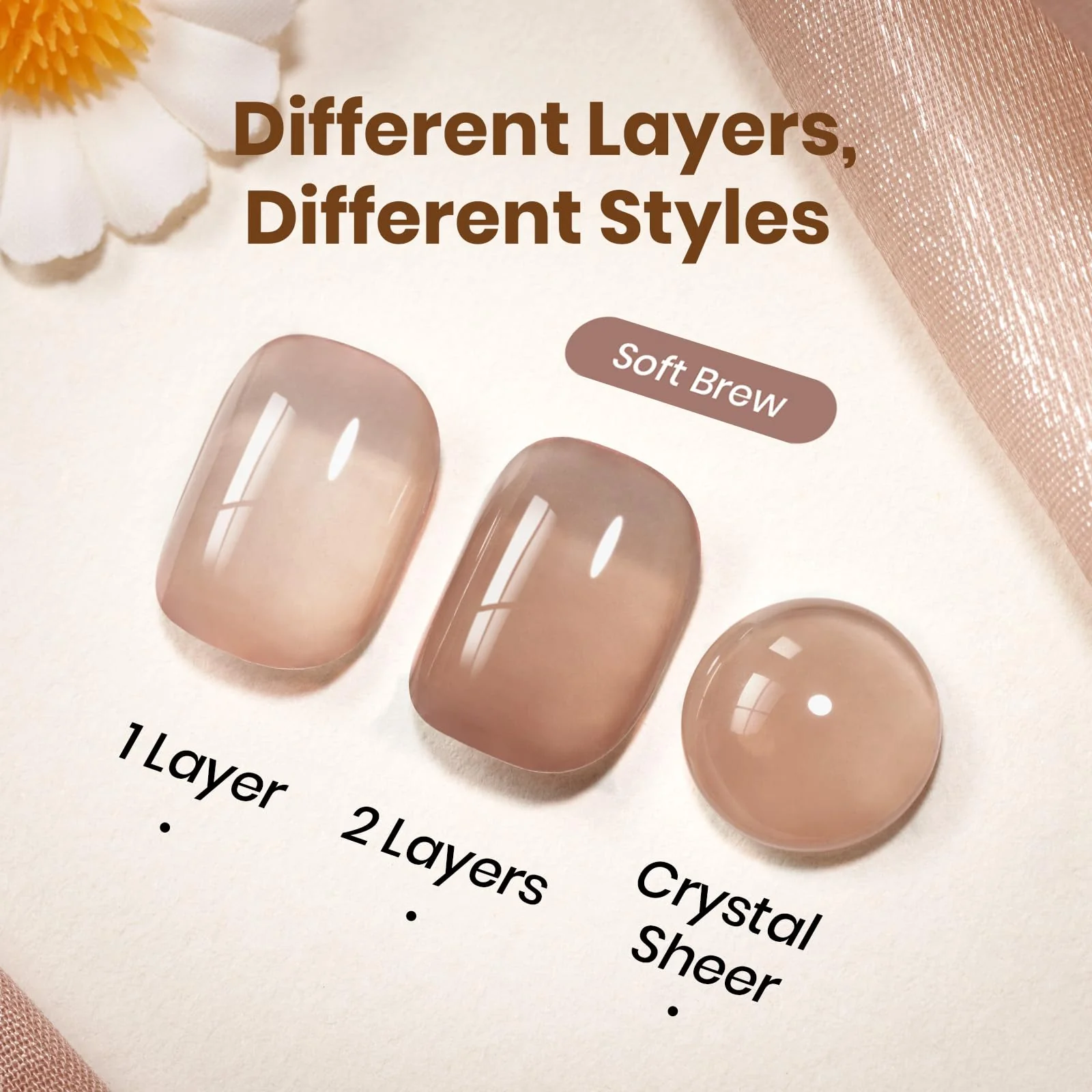 Beetles Brown Jelly Gel Nail Polish  Nails - 15ML Soft Brew Natural Nude Brown Gel Polish Sheer Fall Gel Polish Nail - Image 3