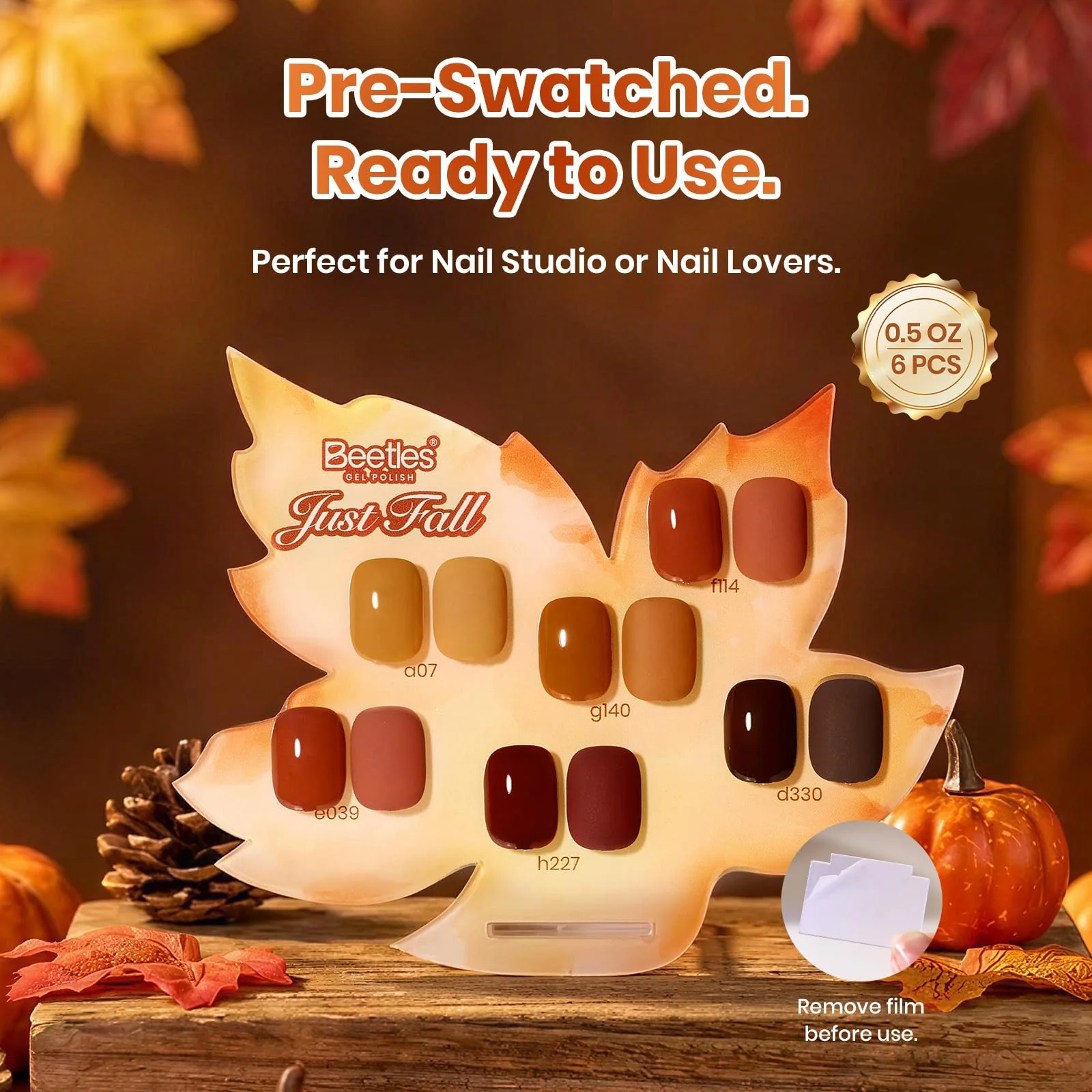Beetles Brown Just Fall Gel Polish Set 6 Cozy Mocha Cocoa Nude Colors with Display Color Card - Image 2