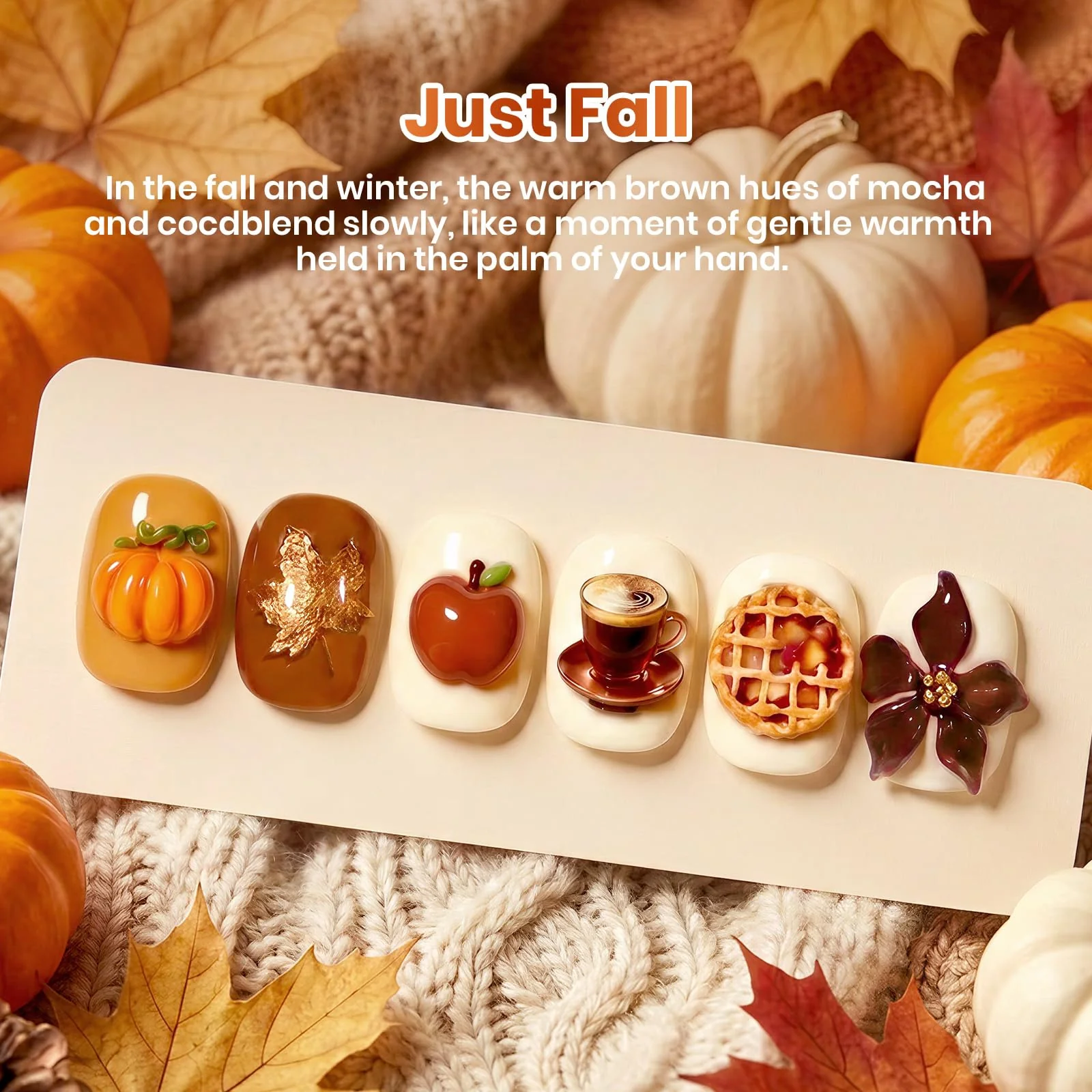 Beetles Brown Just Fall Gel Polish Set 6 Cozy Mocha Cocoa Nude Colors with Display Color Card - Image 3