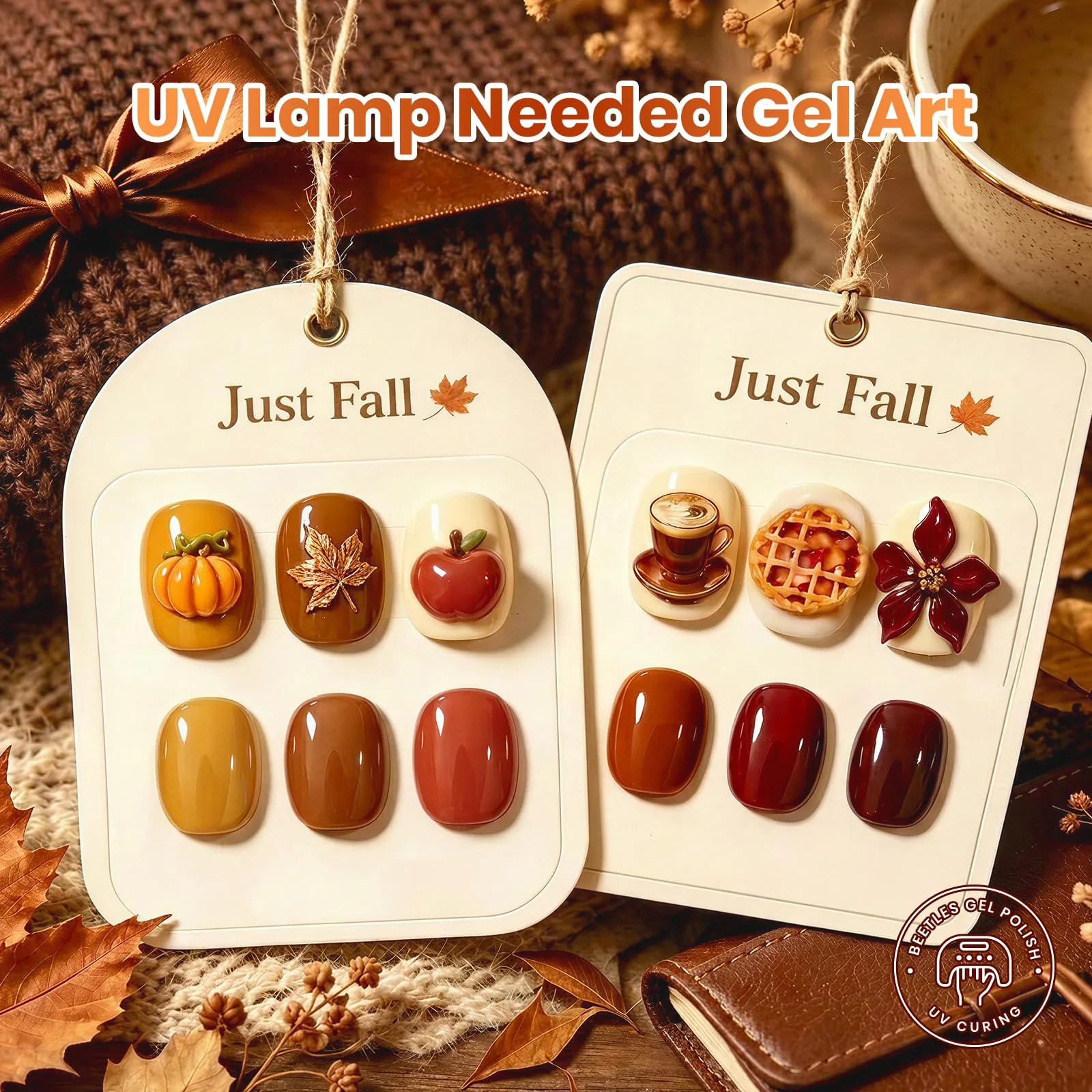 Beetles Brown Just Fall Gel Polish Set 6 Cozy Mocha Cocoa Nude Colors with Display Color Card - Image 4