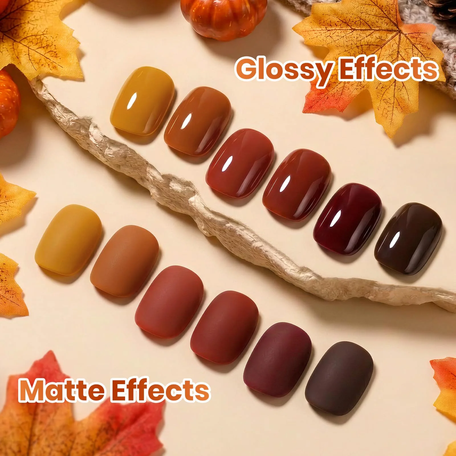 Beetles Brown Just Fall Gel Polish Set 6 Cozy Mocha Cocoa Nude Colors with Display Color Card - Image 5